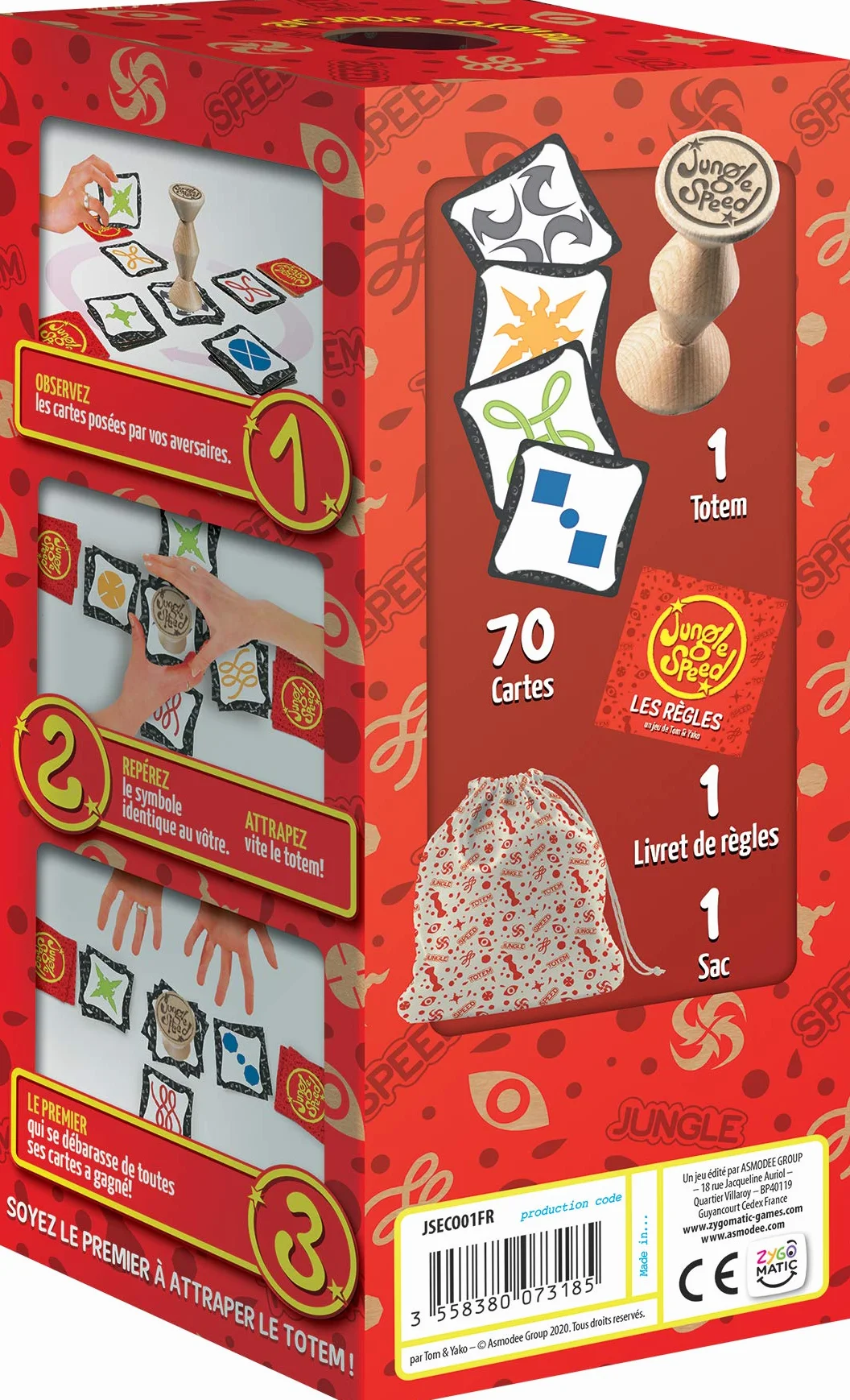 Asmodee Jungle Speed Classique Jeu de Rapidité Enfants 7 Ans 2-10 Joueurs Version Bois Eco-Responsable