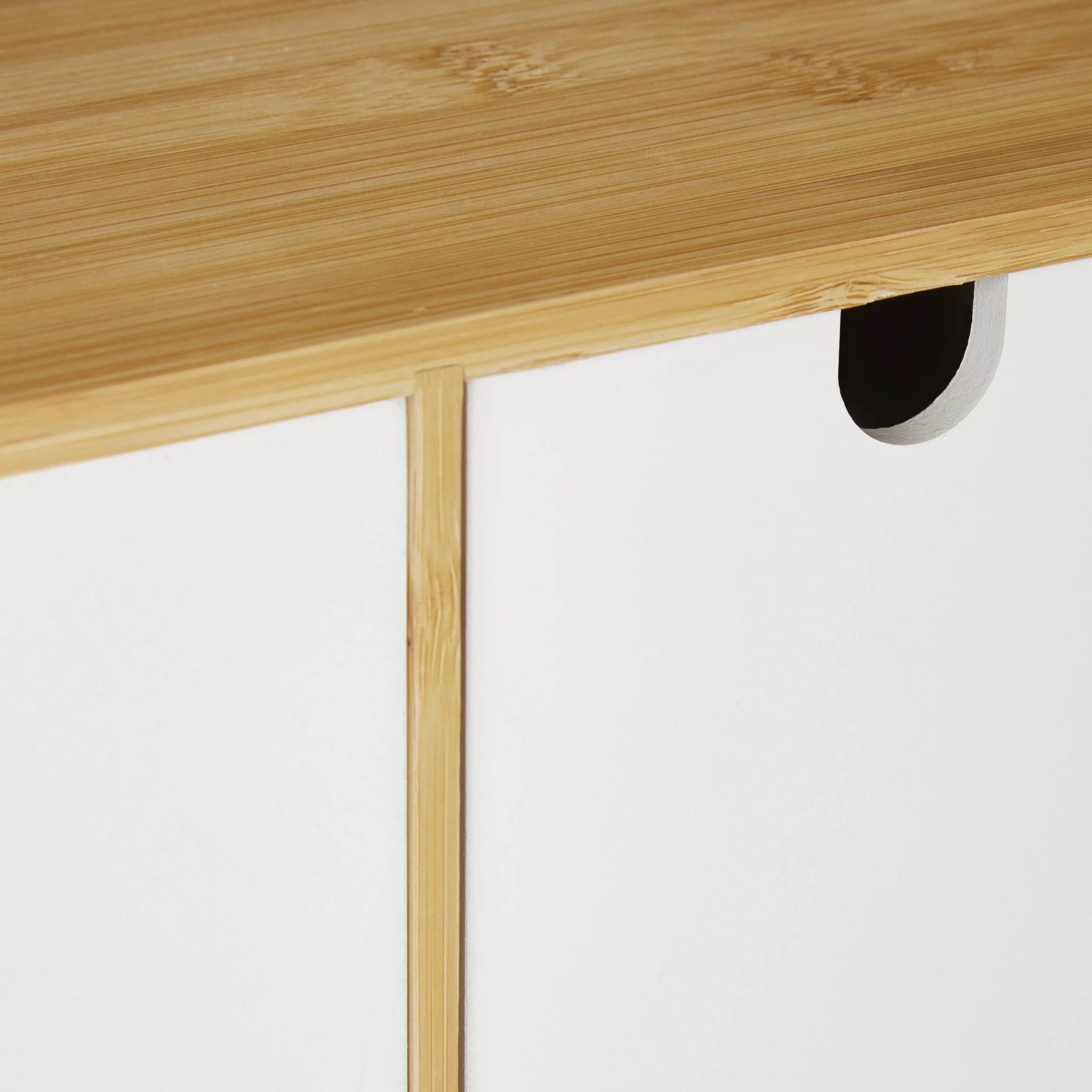 Relaxdays Organiseur de Bureau 2 tiroirs Bambou MDF Rangement 14,5 x 24,5 x 20 cm Blanc