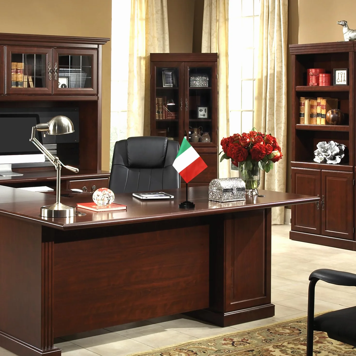 ANLEY Drapeau de bureau italien 6x4 pouces avec mât 12 pouces résistant à la décoloration