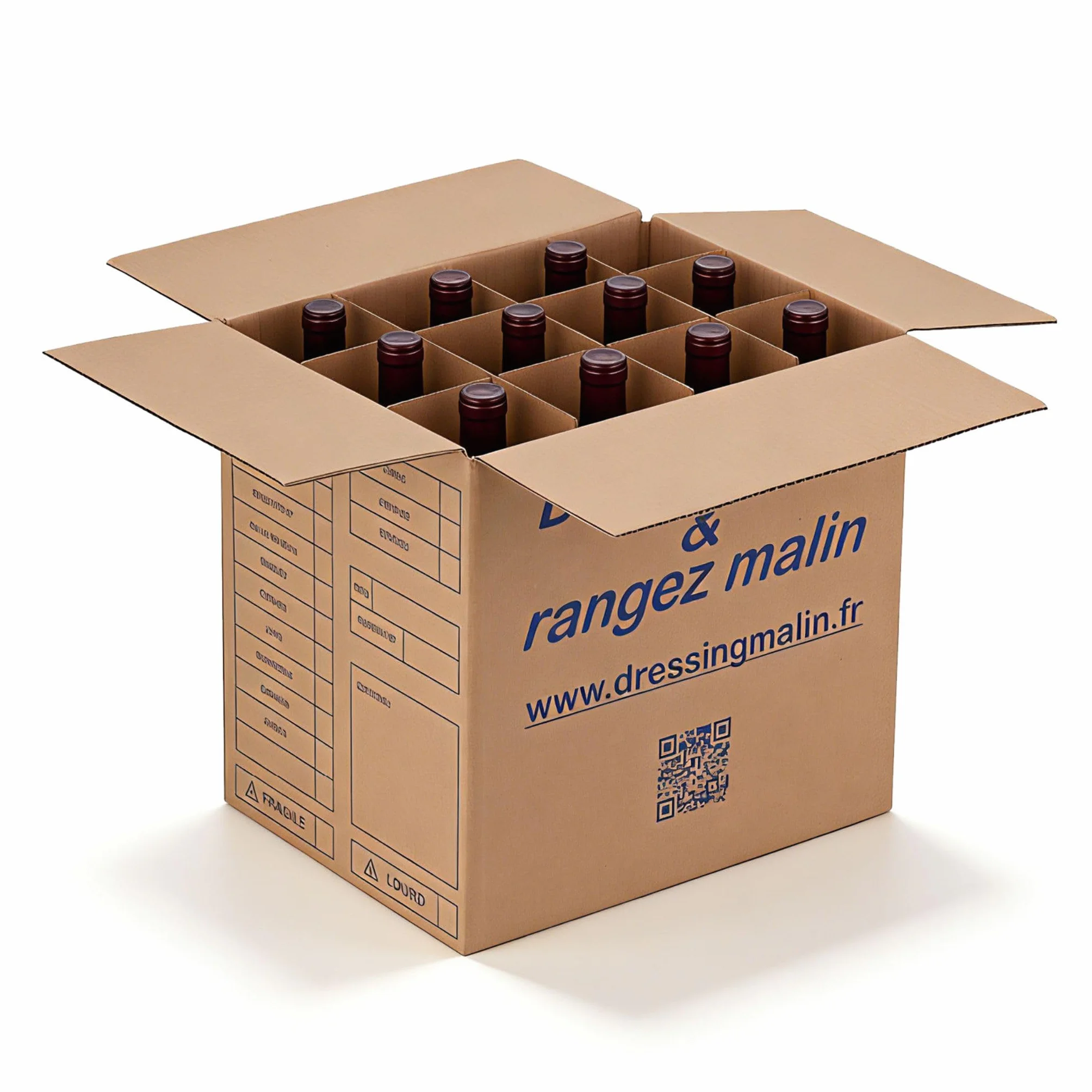 Lot de 5 cartons bouteilles avec croisillons 60 bouteilles protégées
