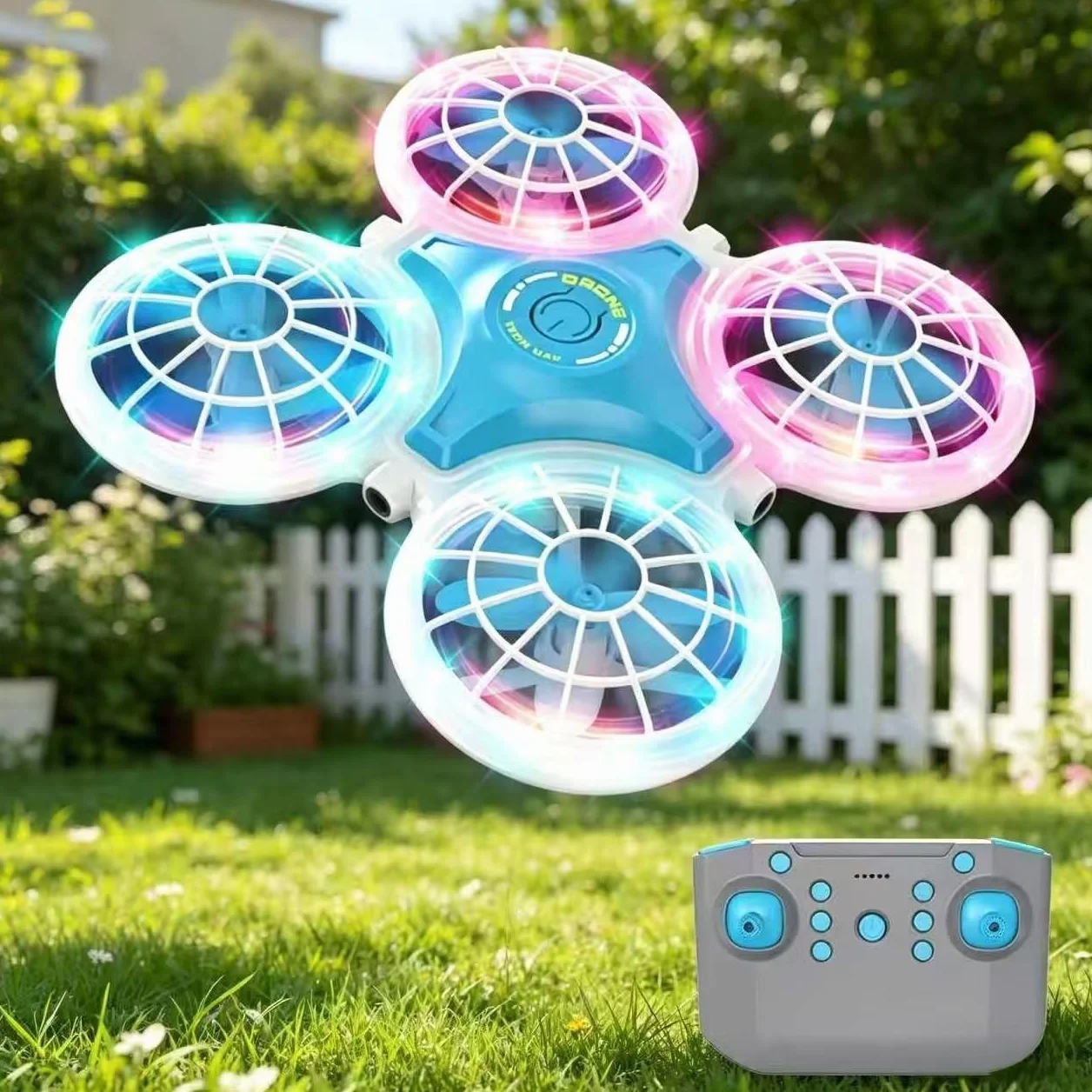 Mini Drone pour Enfants avec Télécommande, Jouet Avion LED 360° Flip, 3 Vitesses, Décollage à Une Touche, Idéal Cadeau Garçon Fille 6-10 Ans (Bleu)