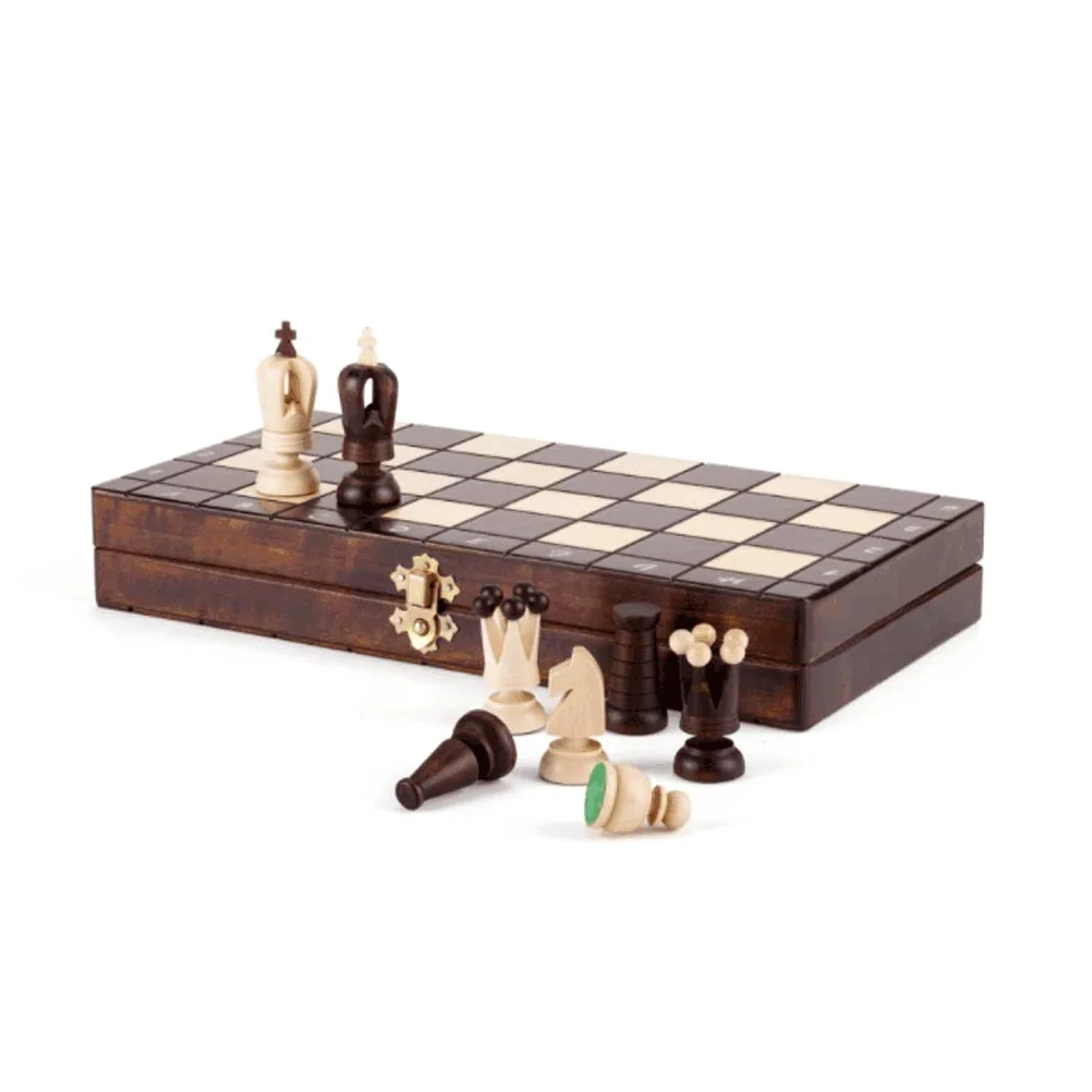 Jeu d'échecs de Voyage Pliable, Jeu d'échecs Pliable en Bois de 11,8 Pouces avec Fentes et pièces Rangement
