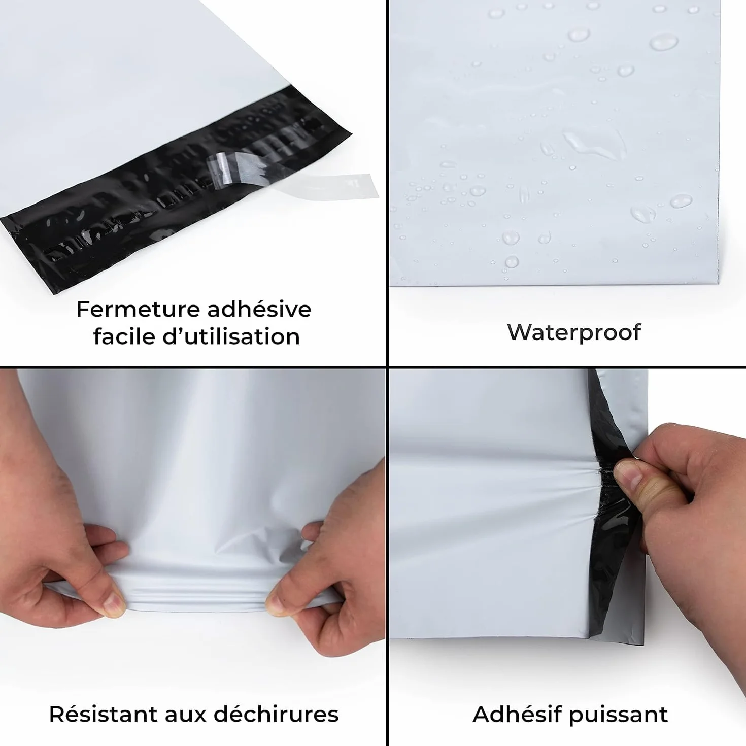 Enveloppes 40 x 50 cm Blanches Opaques Plastique Solides Inviolables Imperméables Lot de 100