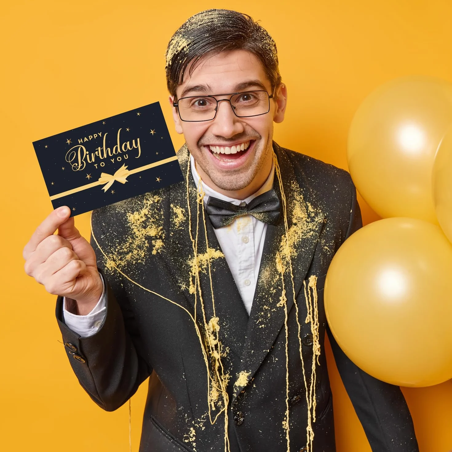 FETTIPOP 2 en 1 Boum Enveloppe Explosion Confettis Anniversaire Noir Premium 22 x 24 cm