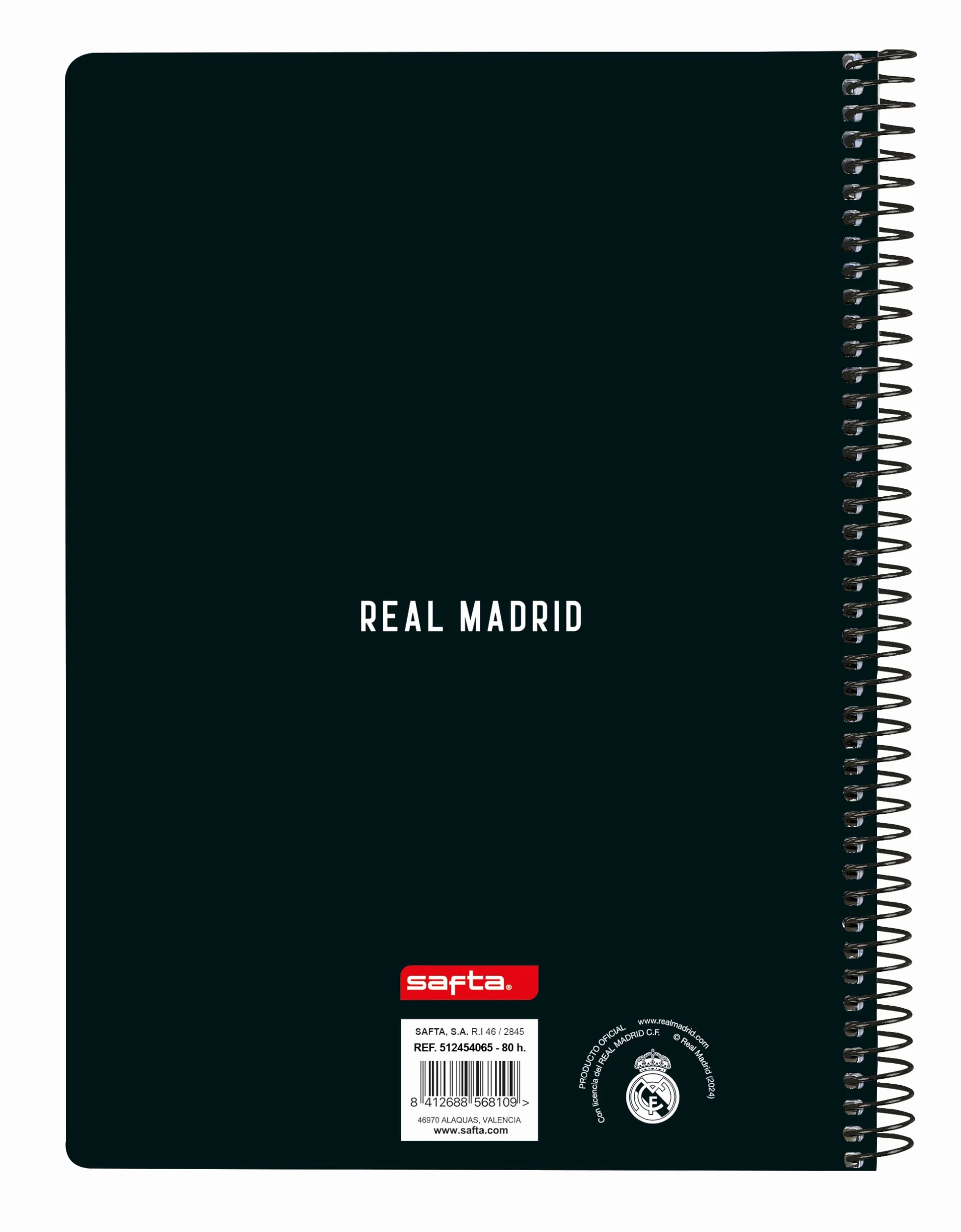 Safta Real Madrid 1ère équipe 24/25 Cahier couverture rigide 15,5 x 22 cm blanc/gris