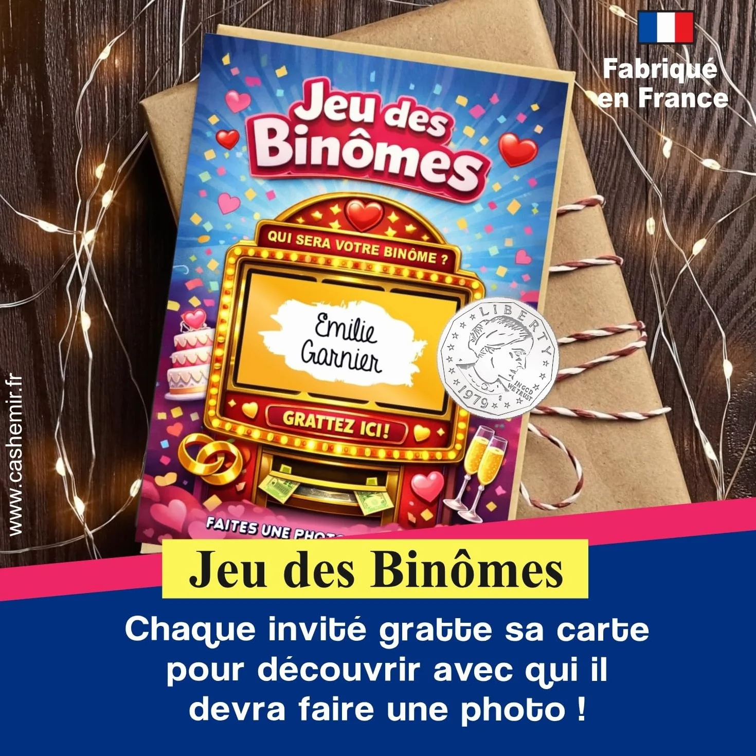 Jeu des Binômes Mariage 50 Cartes à gratter | Tickets à Personnaliser | Animation Repas Mariage Anniversaire