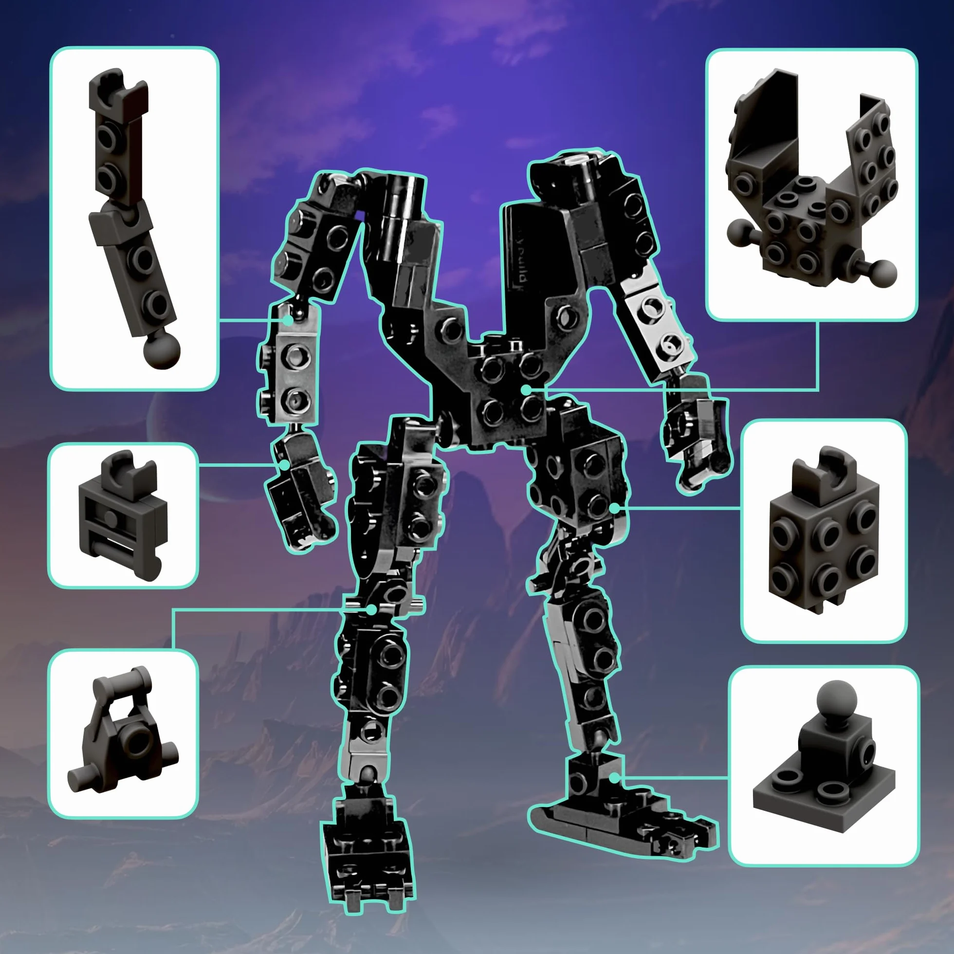 MyBuild Keiji 5027 Unité Mecha à Armure Bleue avec Épée Longue Robot Articulé Jouet Construction 14+