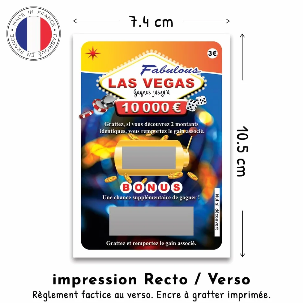 Cartes à Gratter Annonce Grossesse Lot de 5 - Tickets Surprise Style Loterie Las Vegas - Fabriqué en France