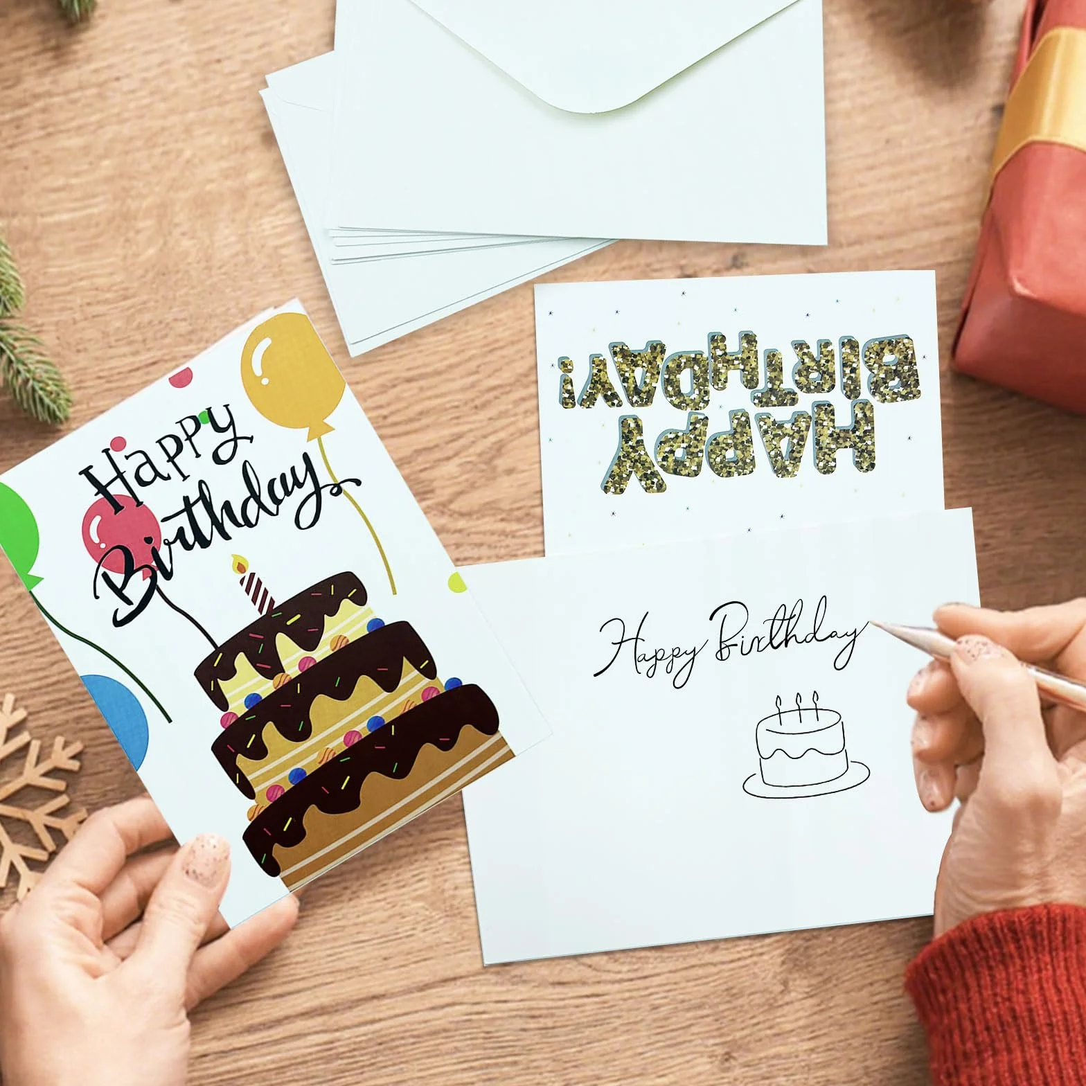 Lot de 24 Cartes d'anniversaire avec Enveloppe et Autocollants, Carte de Vœux Anniversaire Femme Homme Enfants