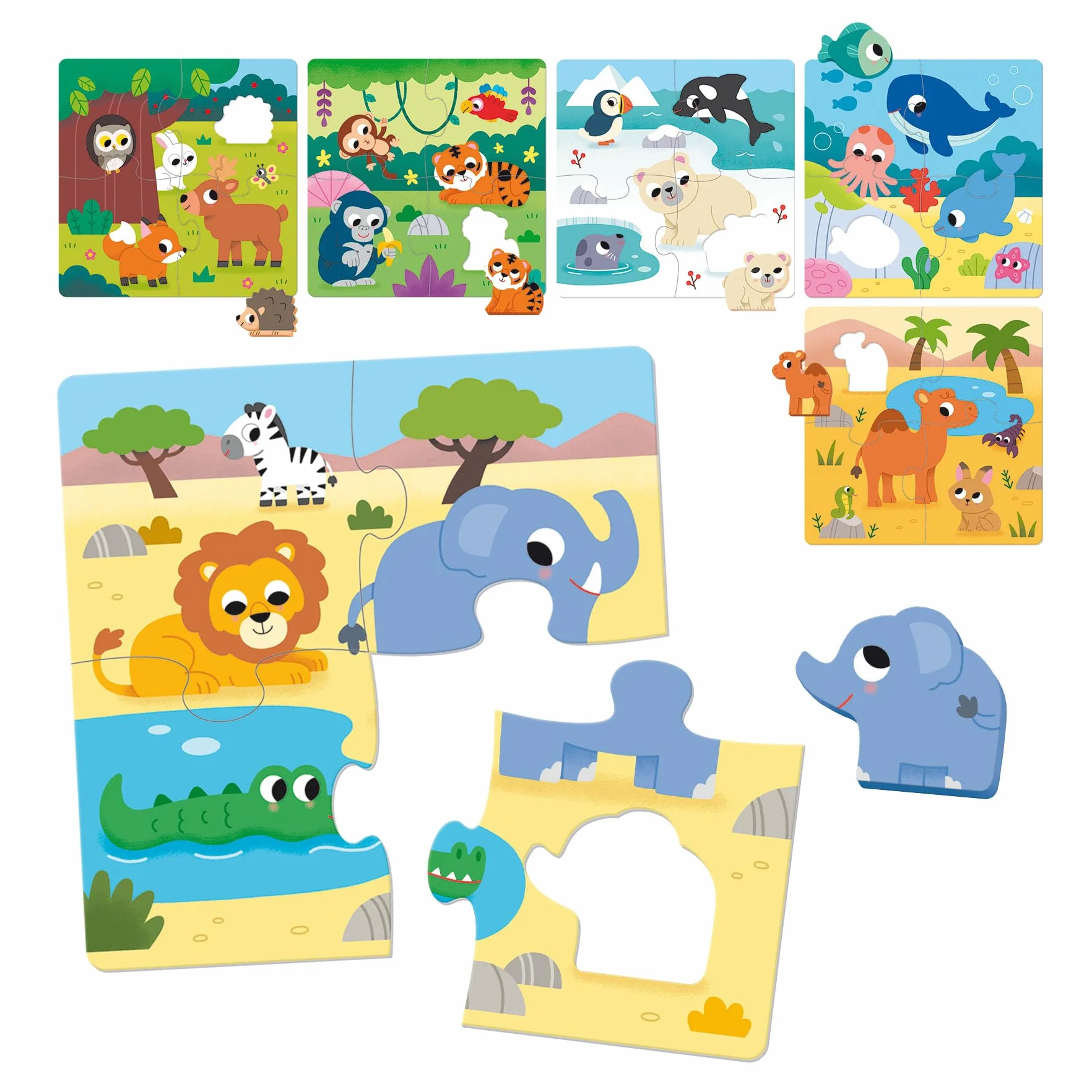 Goula 6 Habitat Puzzles Éducatifs en Bois pour Enfants dès 2 Ans