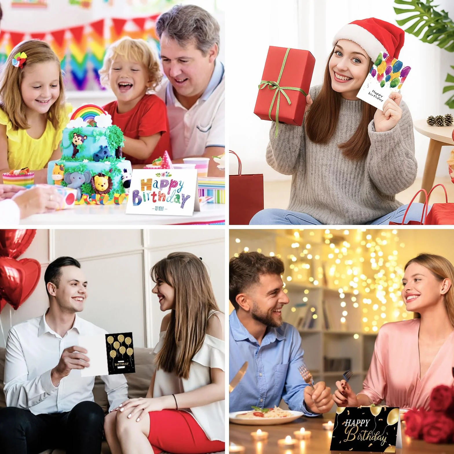 Lot de 24 Cartes d'anniversaire avec Enveloppe et Autocollants, Carte de Vœux Anniversaire Femme Homme Enfants