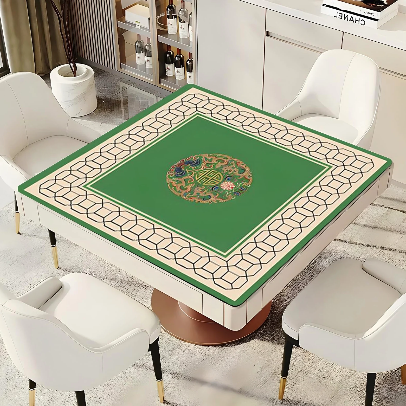 Tapis de mah-Jong, Tapis de Table Majiang, Tapis Jeu Mahjong carré avec Sac Rangement(Grün,88x88cm (34.64x34.64in))