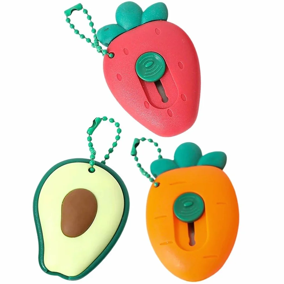 Lot De 3 Mini Couteaux Utilitaires De Sécurité, Coupe-boîte en Forme De Fruit, Ouvre-Lettre Rétractable