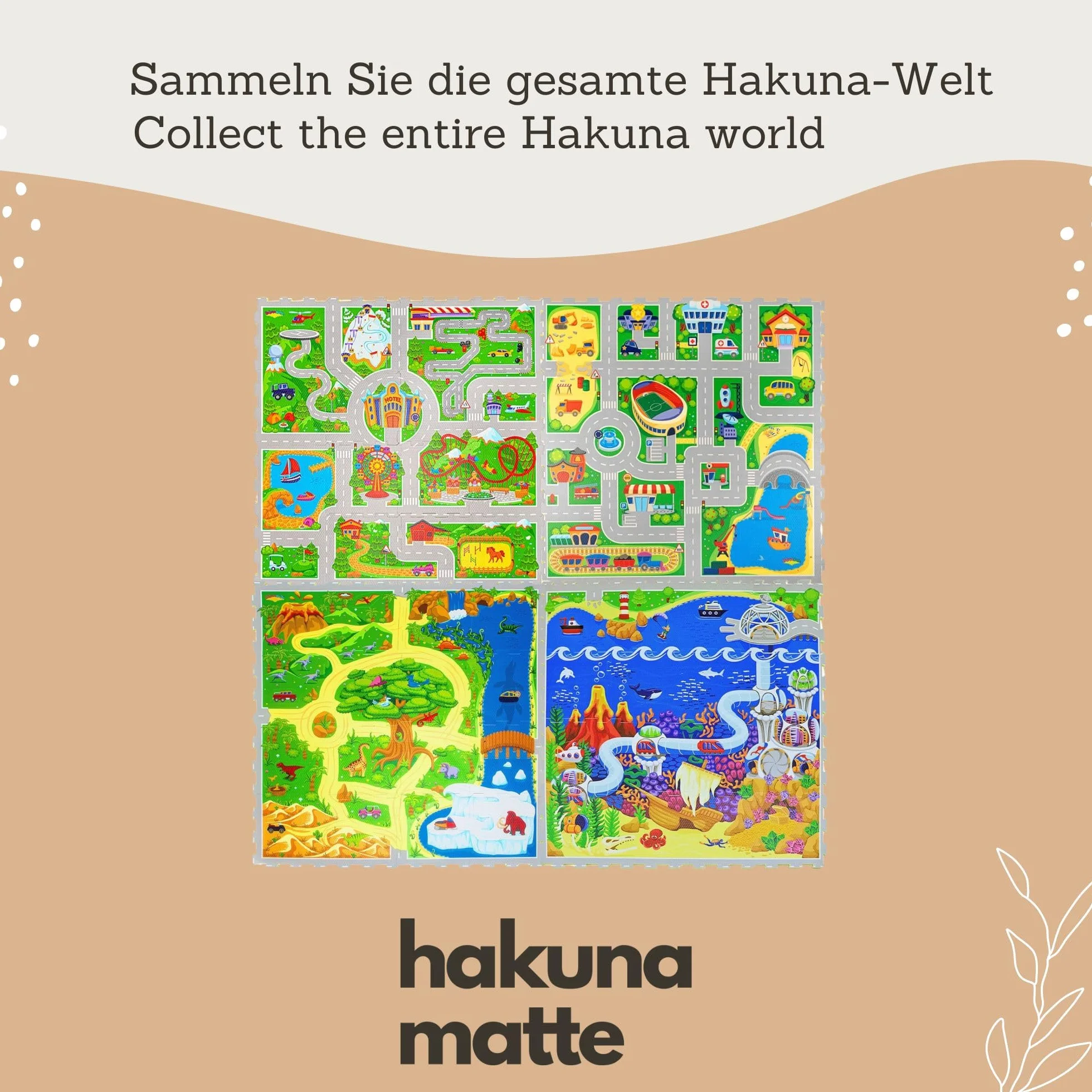 Hakuna Matte Tapis Puzzle pour enfants 1,2 x 1,2 m 16 carreaux mousse à encastrer épais doux certifié EN-71
