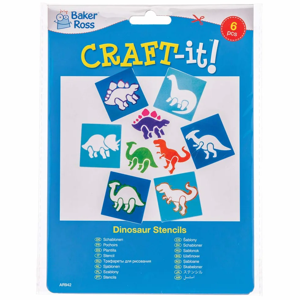 Baker Ross AR942 Pochoirs dinosaures lot de 6 loisirs créatifs pour enfants