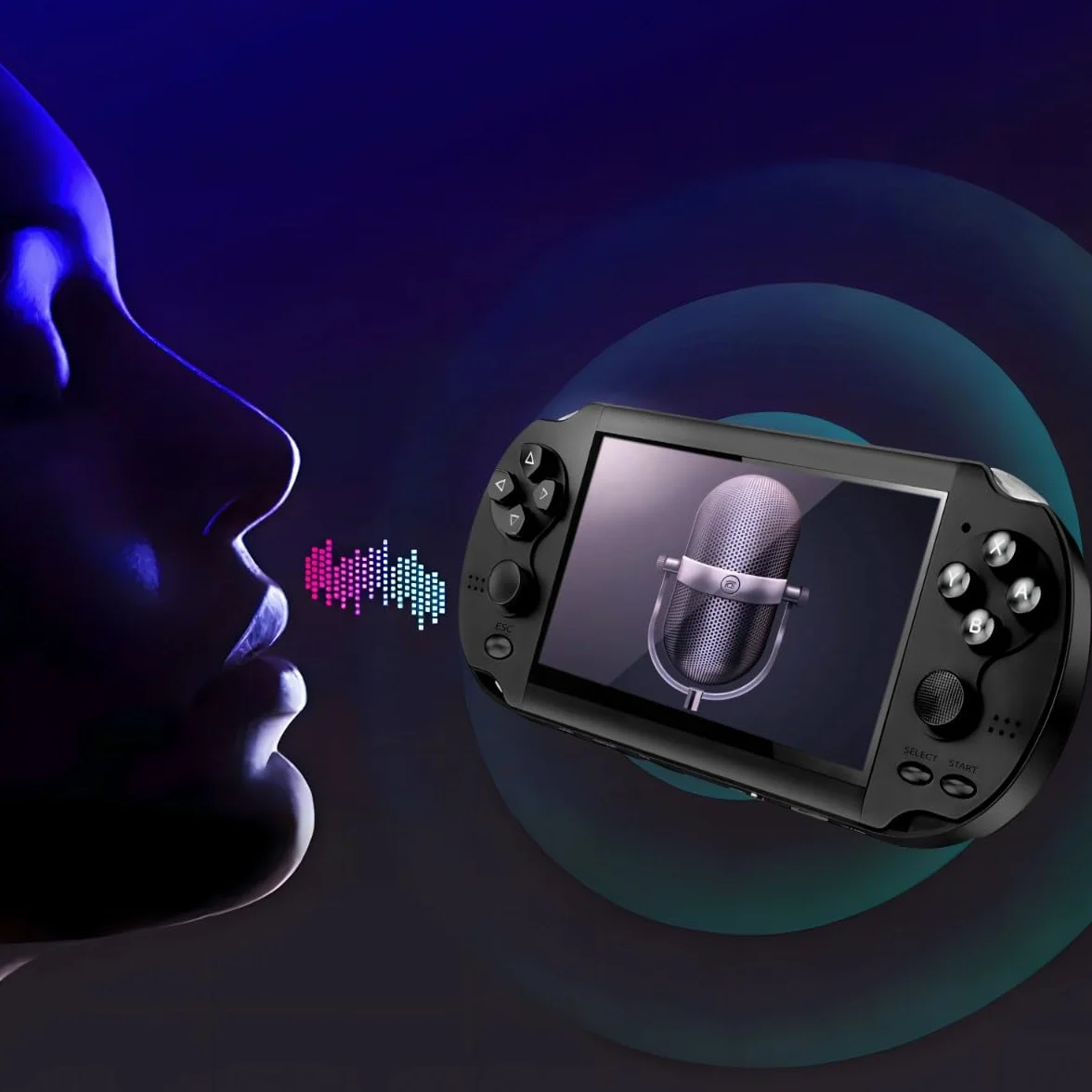 Console de Jeux Portable Rétro Retoo, Écran HD 5,1 Pouces, 1000+ Jeux, Noir