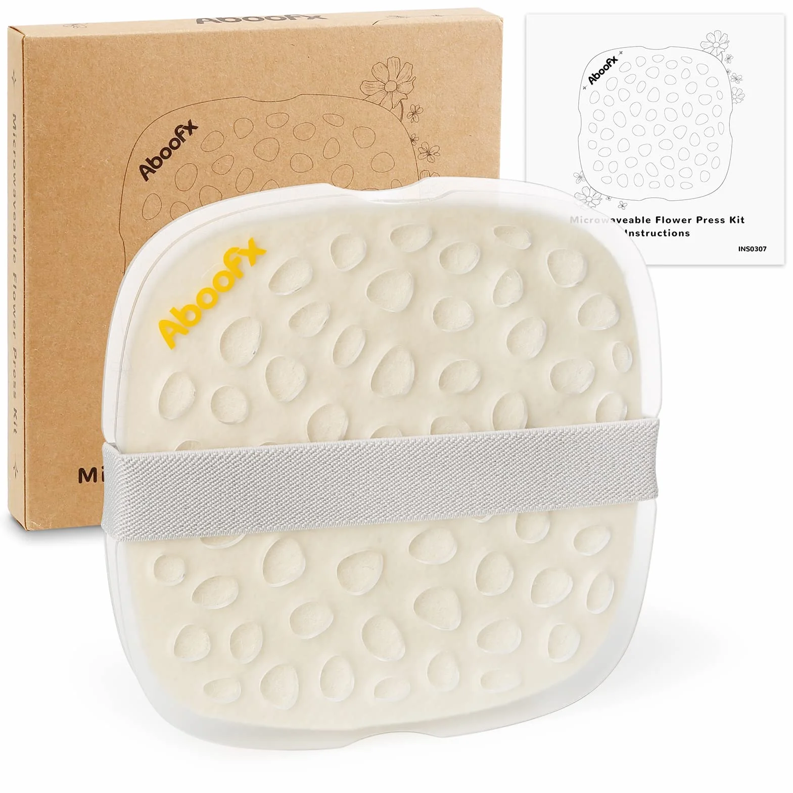Kit de Presse à Fleurs Micro-ondes Séchage Rapide 16x16 cm Aboofx avec Tissu Lavable, Préservation Rapide de Bouquet de Mariage