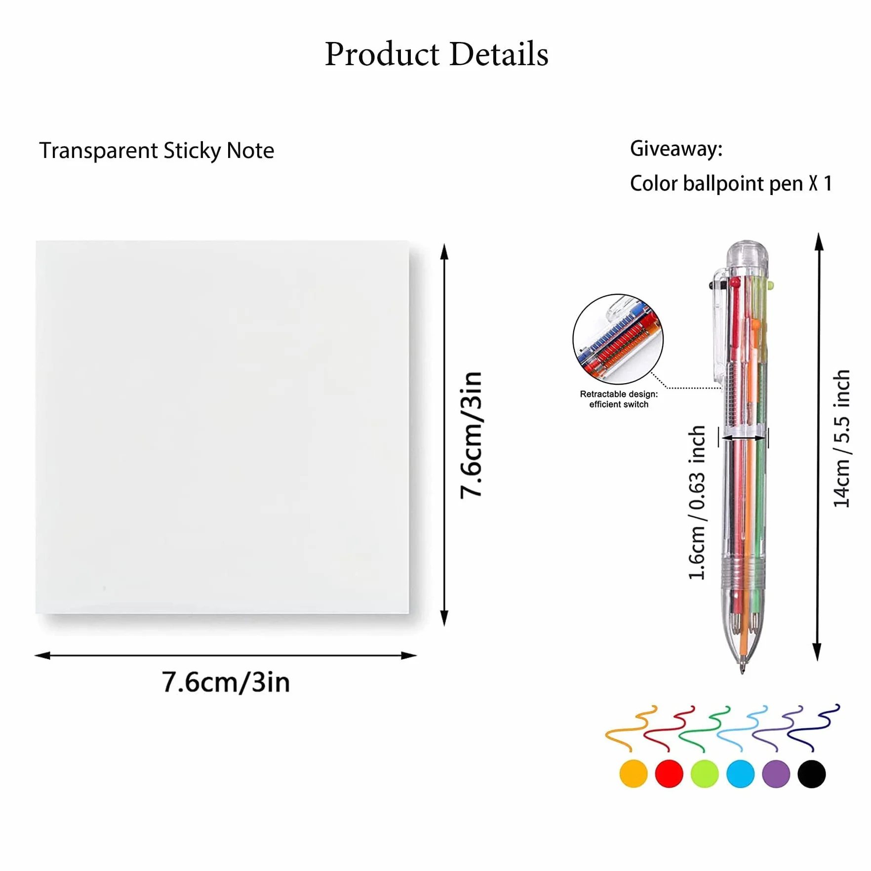 Sticky Notes Transparent 76x76mm, Notes Autocollantes Transparentes, Blocs-notes Autocollants, Papier de Notes Réutilisable