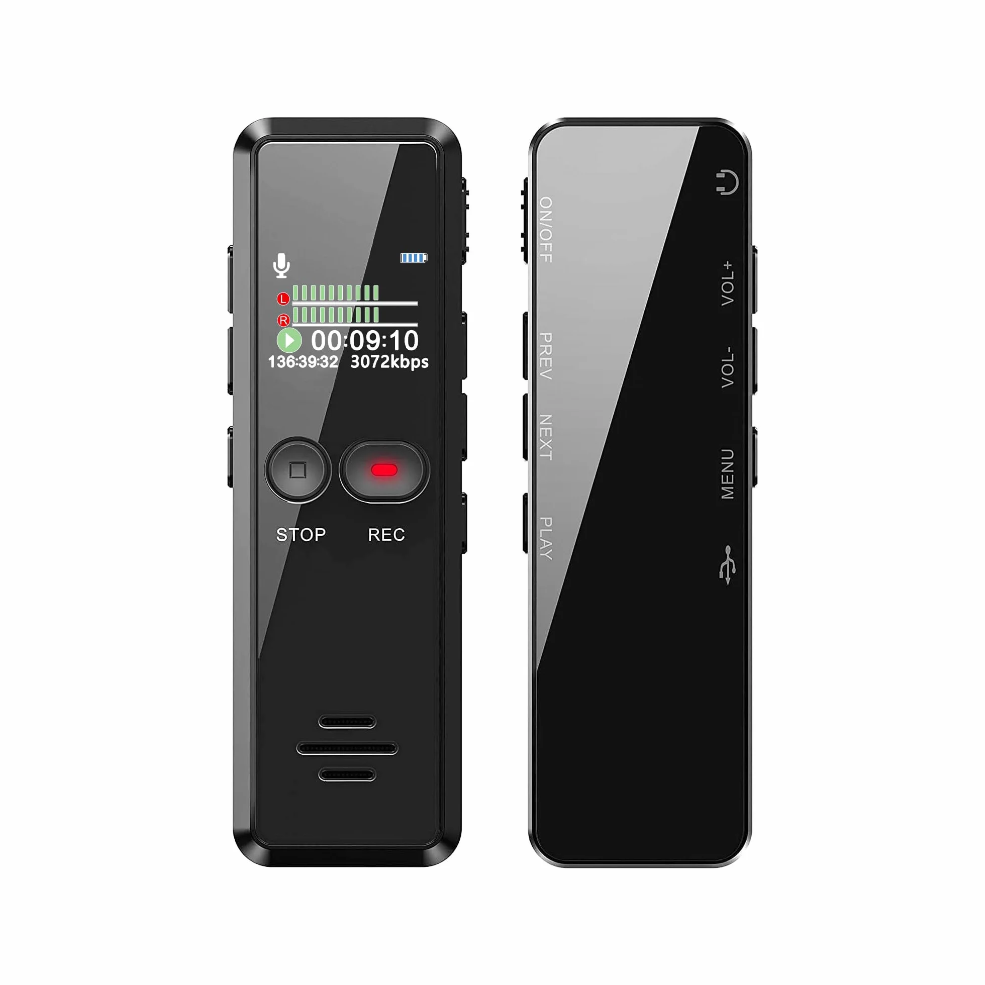 Enregistreur Vocal Numérique 8G, Dictaphone Audio 1536Kbps HD Activation Vocale Lecteur MP3 USB