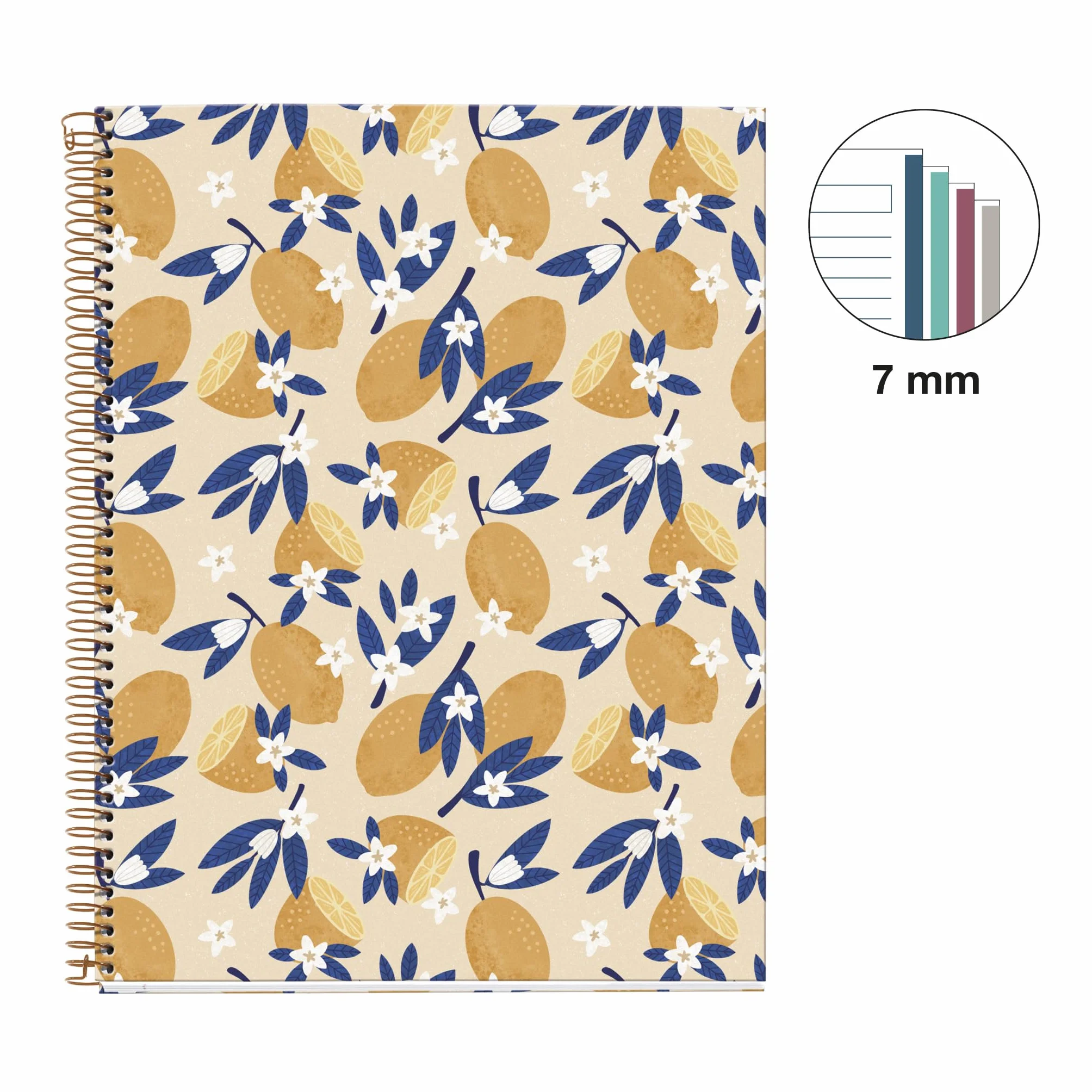 Miquelrius Cahier A4 Ligné Spirale 100 Feuilles 70 g/m² Sweet Fruits Collection Lemons