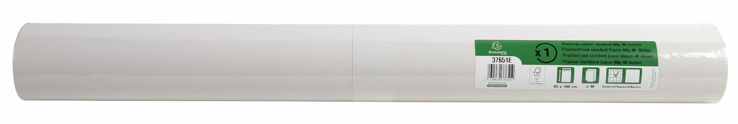 Exacompta papier pour tableaux de conférence 60 g/m2 48 feuilles 65 x 100 cm FSC