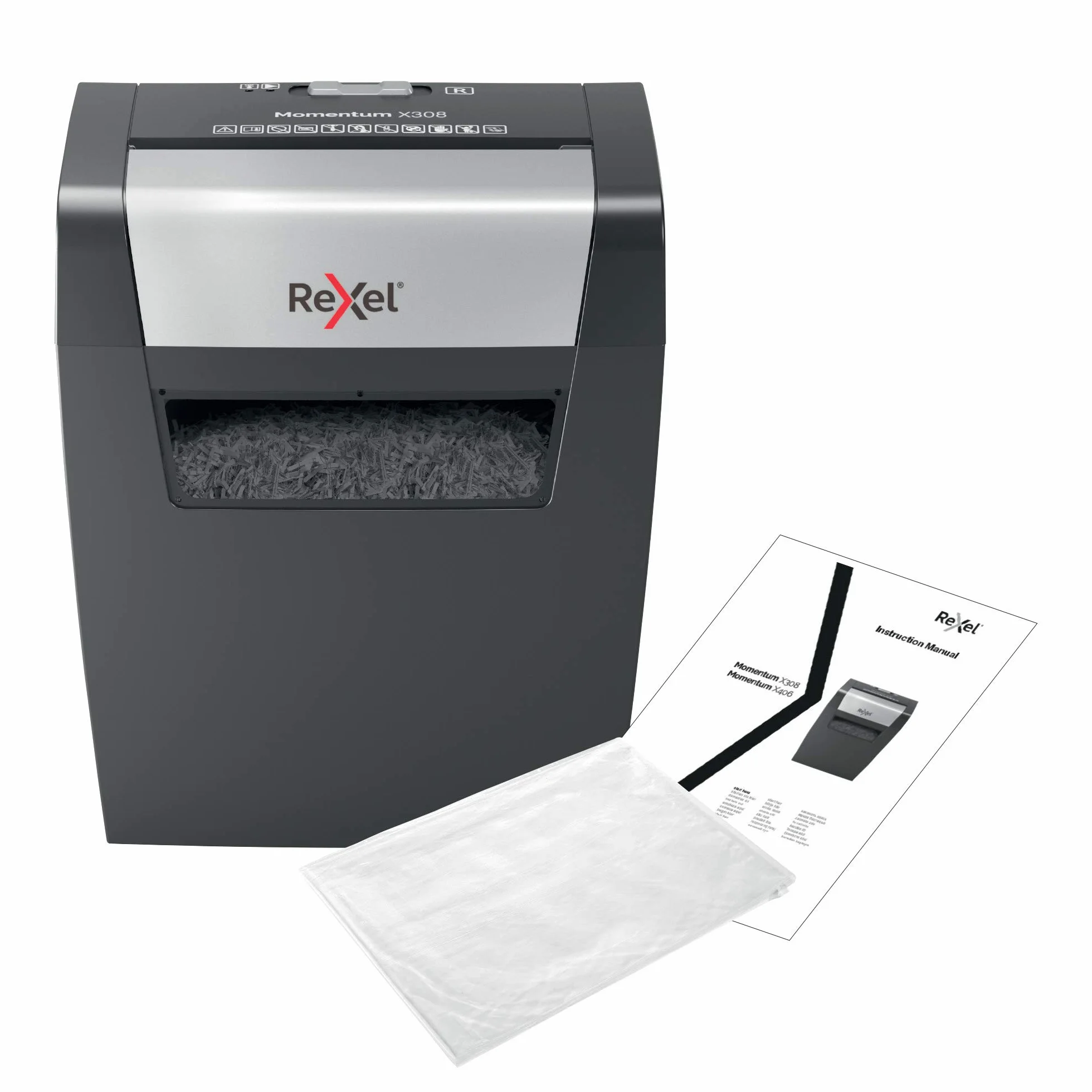 Rexel Momentum X308 Destructeur Coupe Croisée 9-8 Feuilles 15L Noir