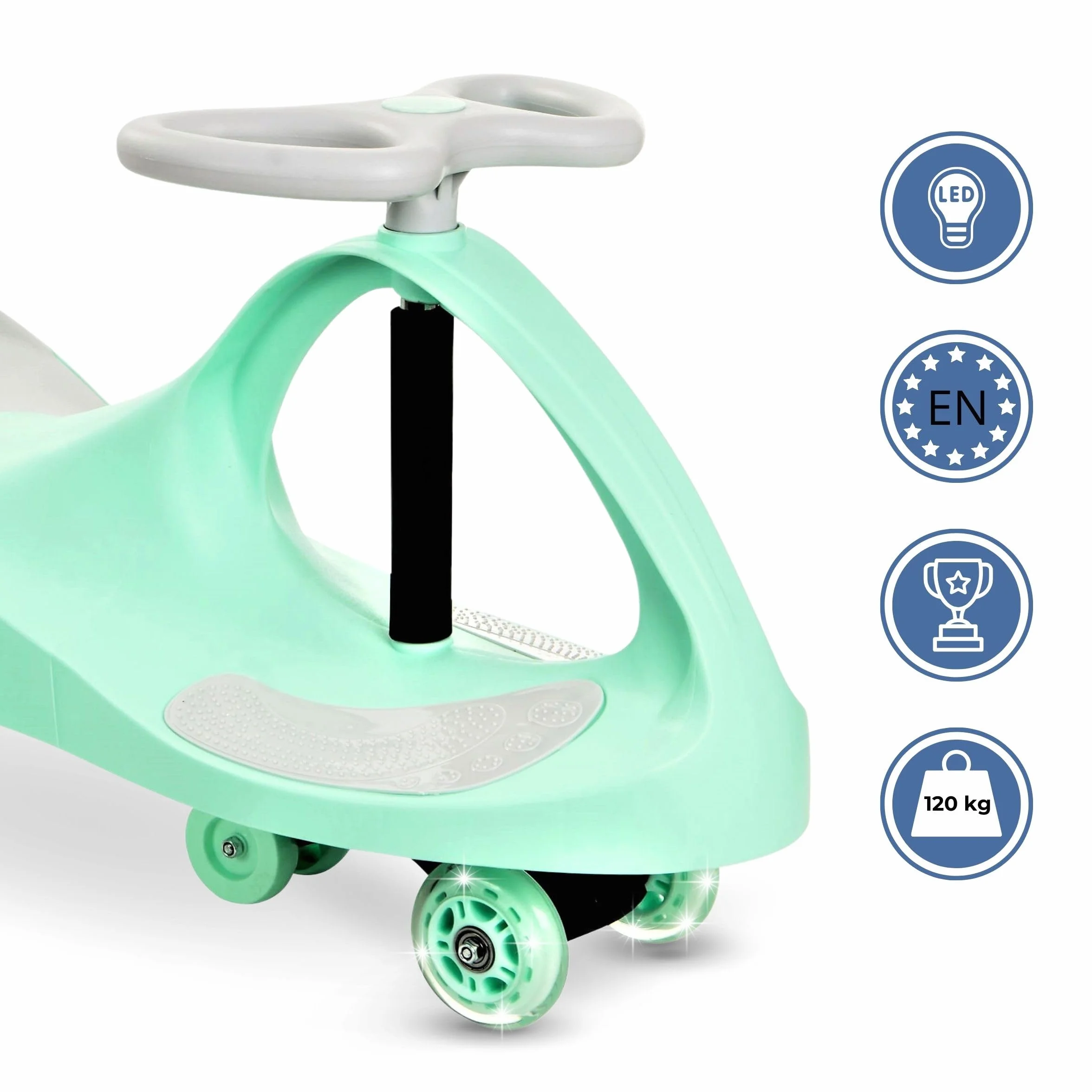 TWISTCAR Porteur pour Enfant 3+ Ans, Voiture Twist avec Volant et Roues Caoutchouc Lumineuses - 120 kg
