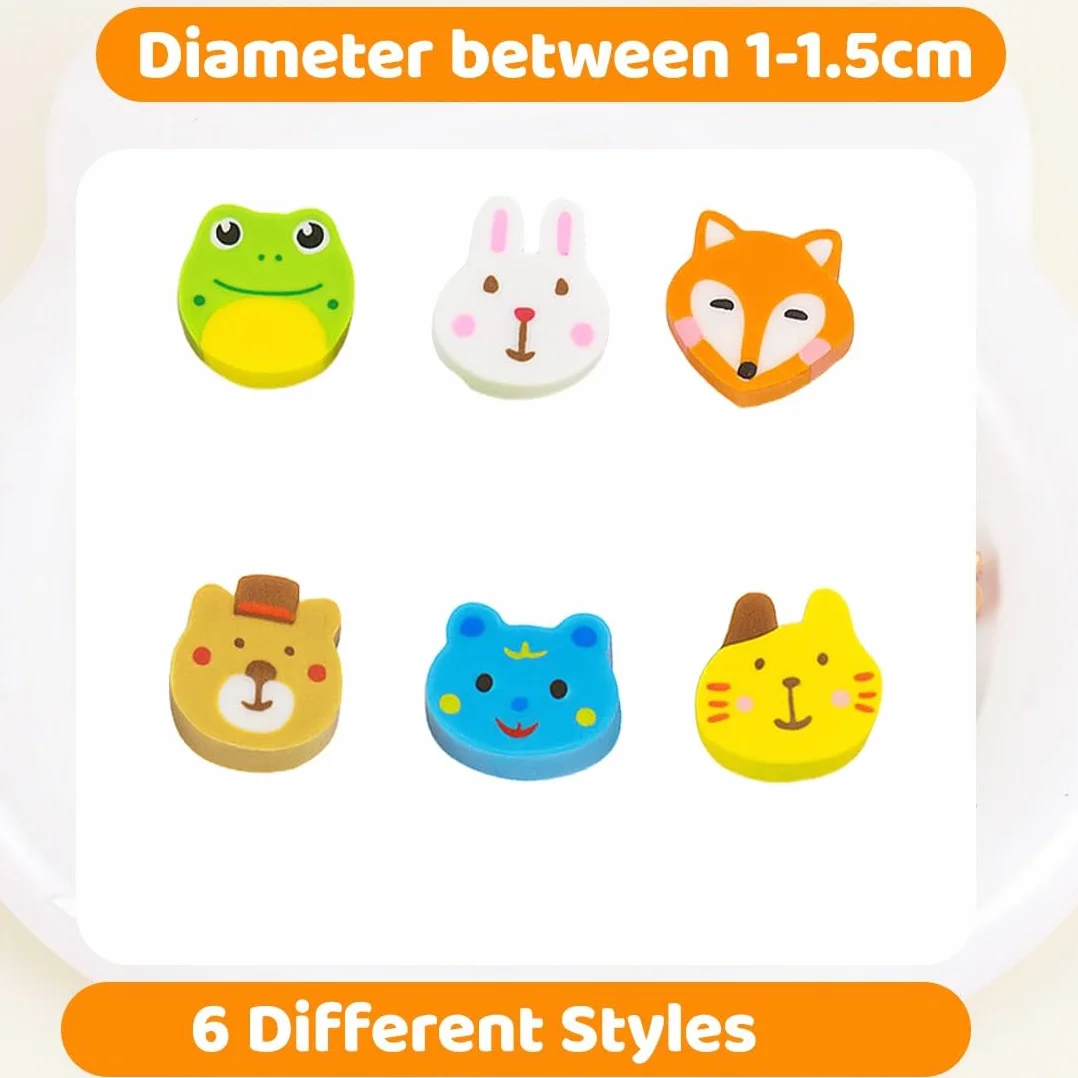 50 Pièces Gommes Animaux Mignons Effacer Crayons Dessin Animé Cadeaux Enfants