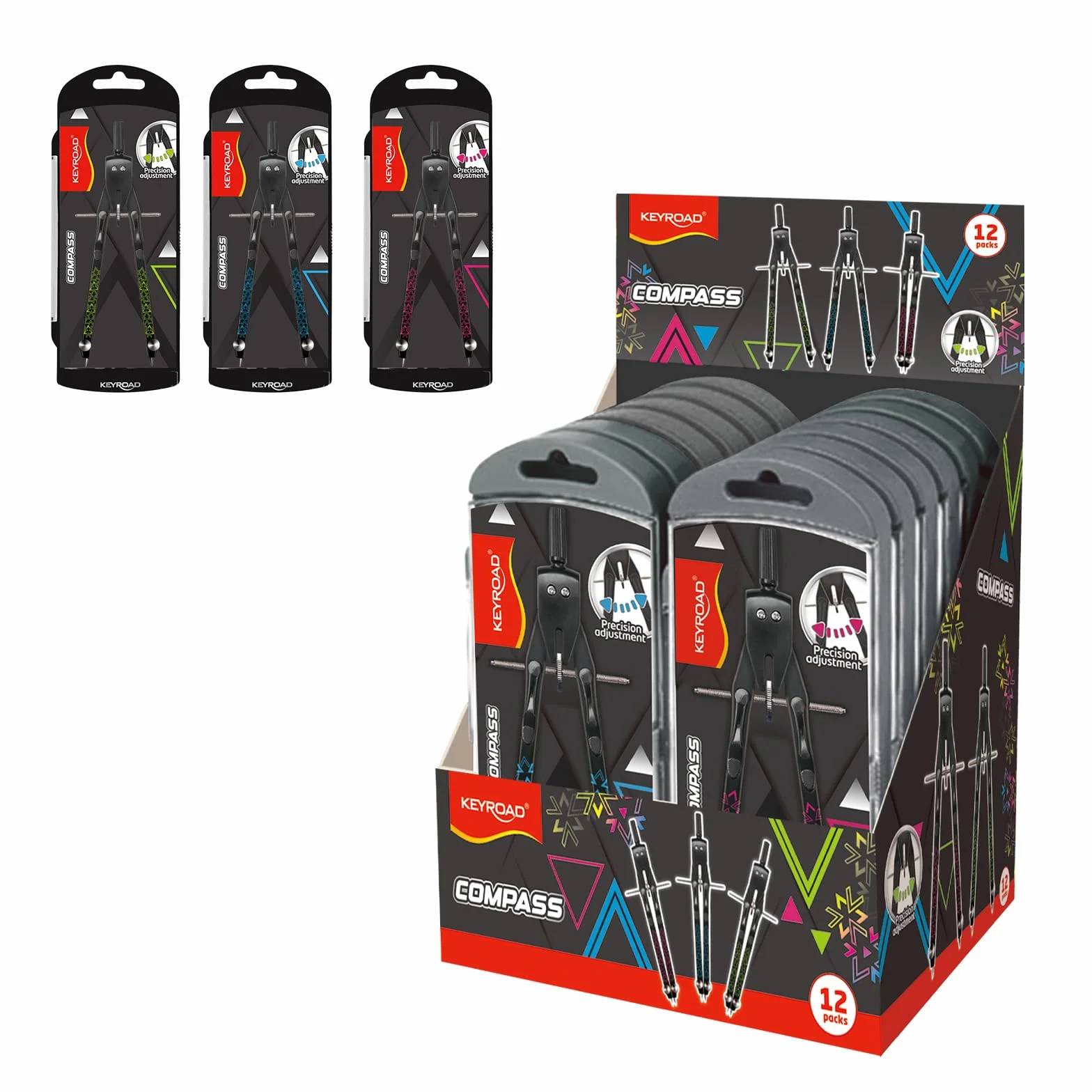 KEYROAD Compas en métal 1 pièce Multicolore Réglage rapide