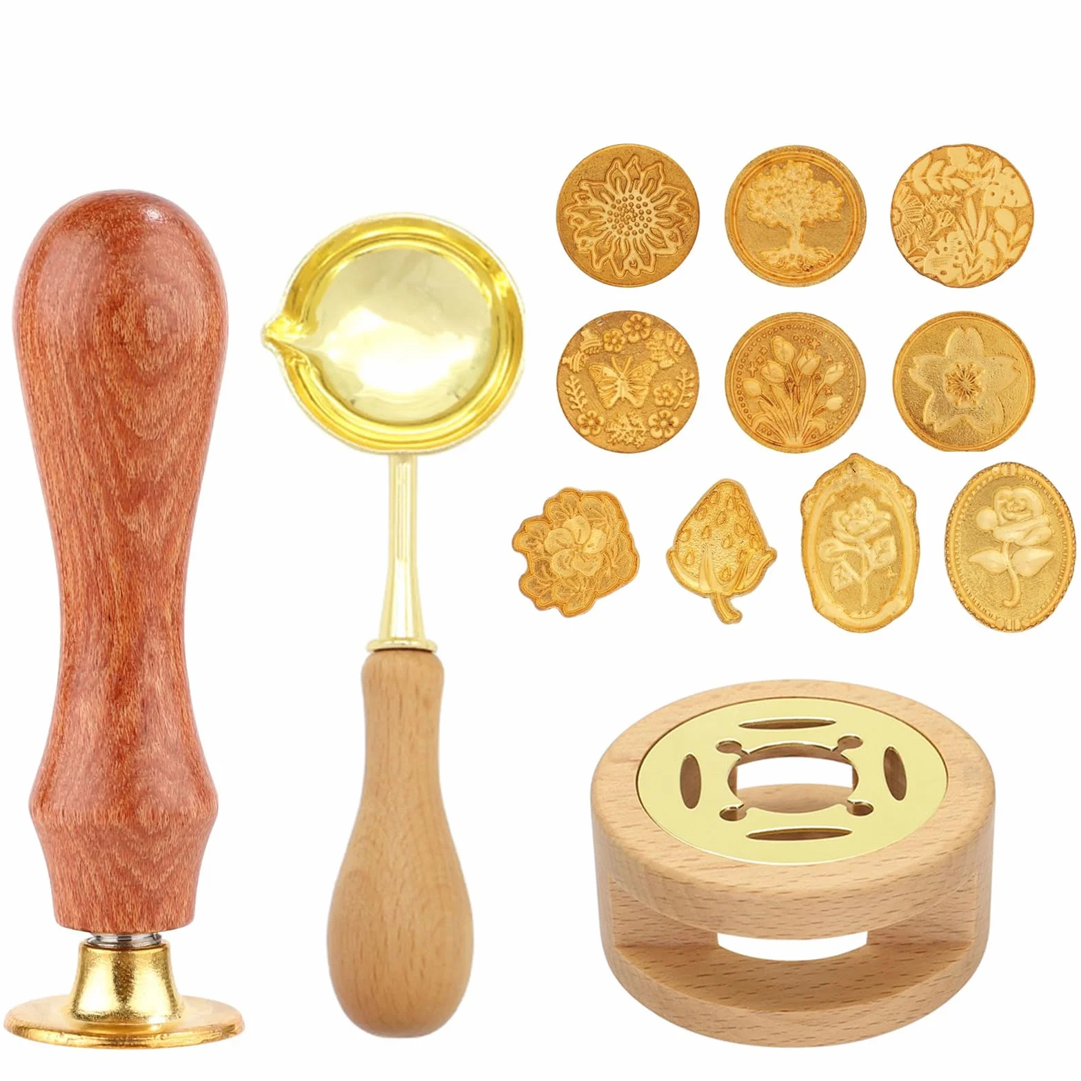 Kit de Cachet de Cire, Tampon Cachet de Cire, Cuillère à Fondre, 10 Styles