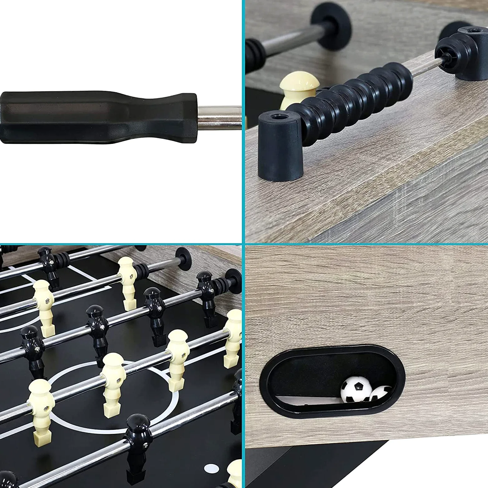 MRKU Baby-Foot Professionnel, Jeu de Football Robuste avec MDF Gris Vieilli de 54,9 Pouces, 1,8 Clubs, 2 marqueurs, pour l'intérieur Familial