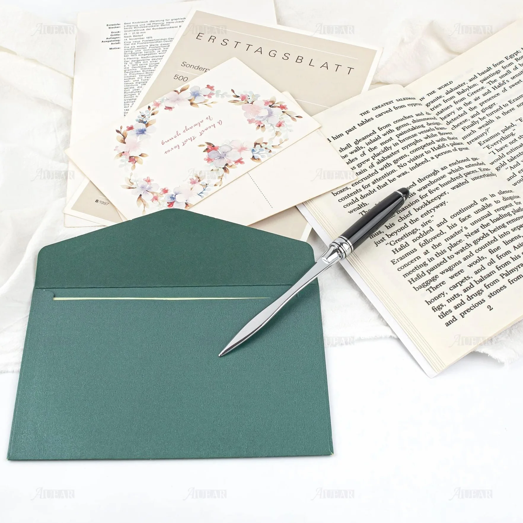Ouvre Lettre Métal Noir Coupe Papier Élégant