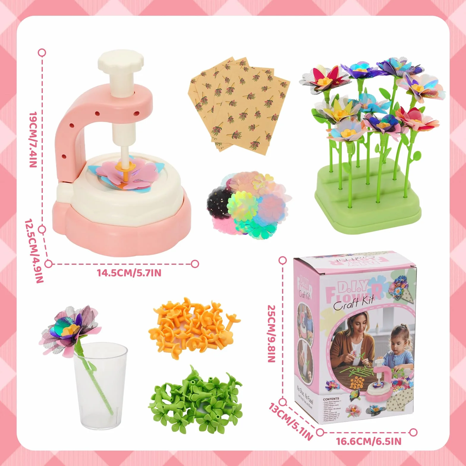 Ark miido Activité Manuelle Fille, Création Bouquet Fleurs avec Machine Fleurs Jouet Créatif pour Enfant 3 Ans+