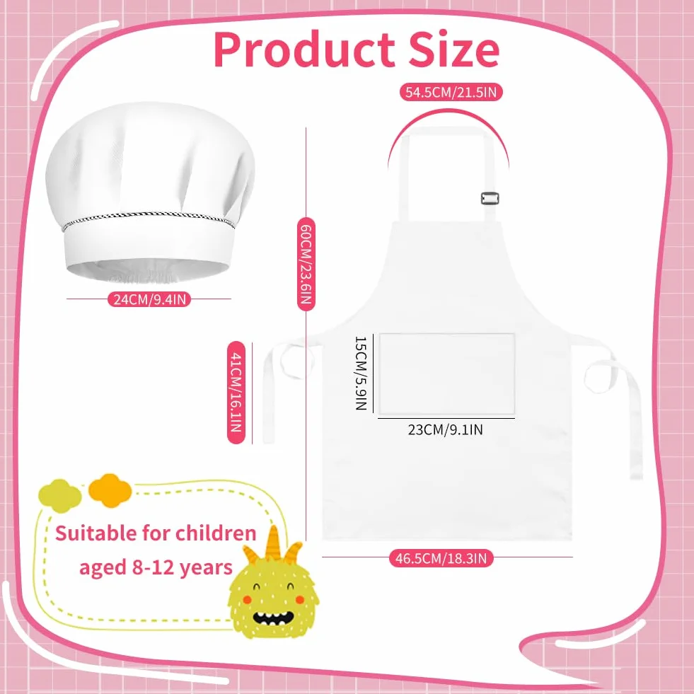 Tablier et Chapeau de Chef pour Enfants 60x45cm Imperméable Cuisine