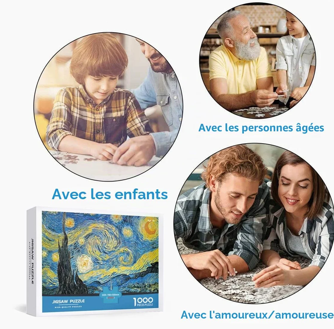 Puzzle 1000 Pièces Nuit étoilée Vincent Van Gogh 70 x 50 cm Puzzle Adulte Jeu éducatif Art