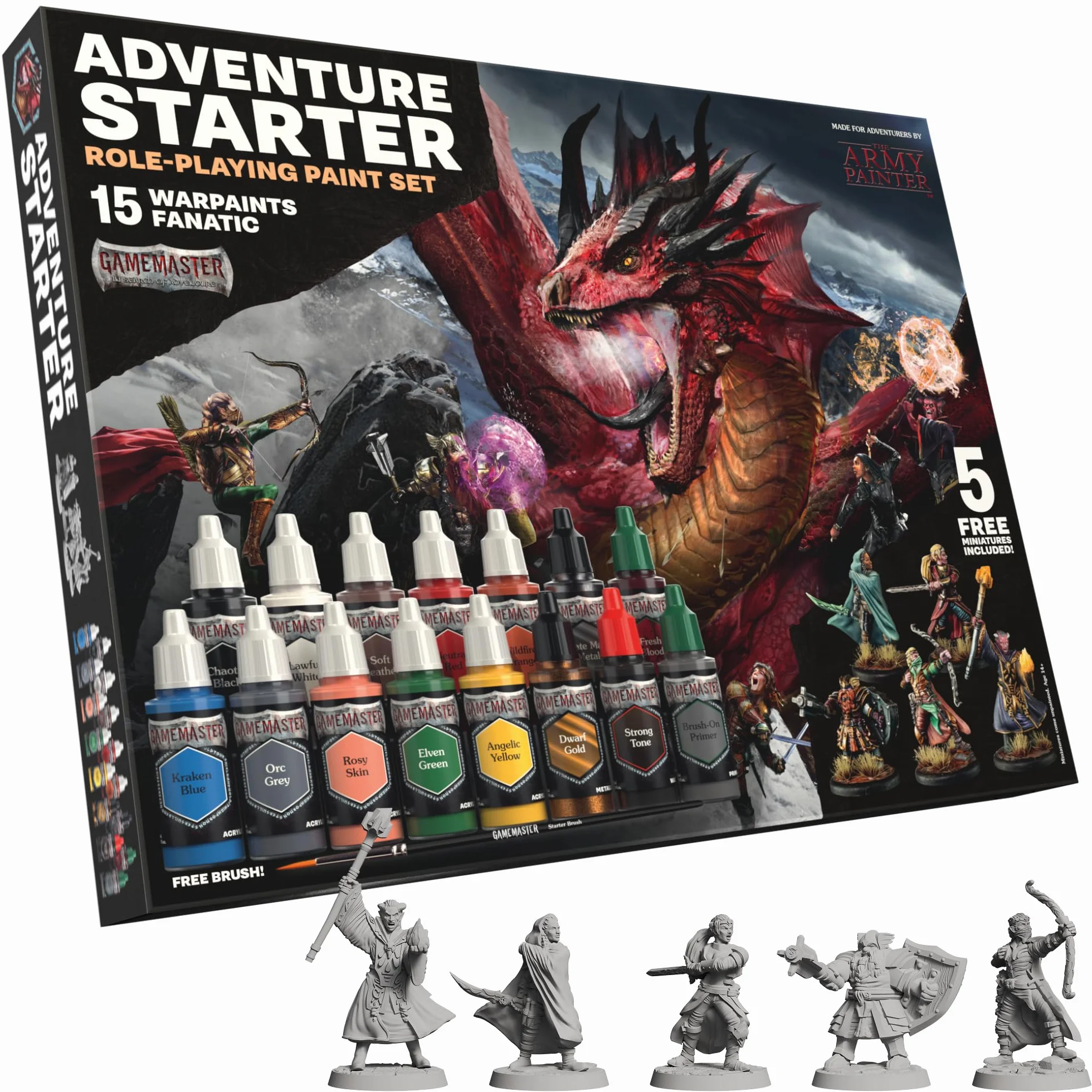 The Army Painter GameMaster: Adventure Starter Role 15x18ml Warpaints Fanatic Peintures Acryliques avec Primer et Pinceau