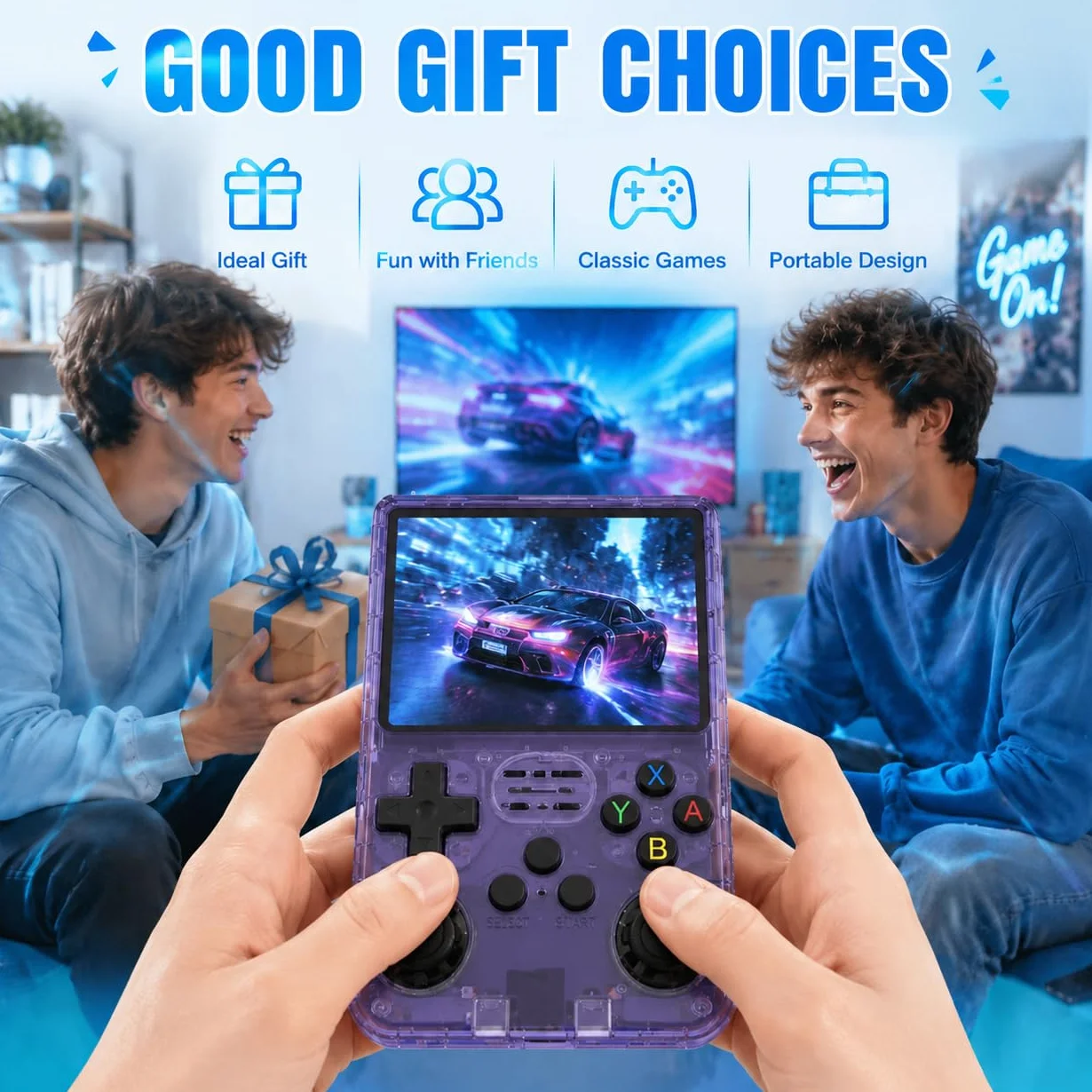 Whatsko Console de Jeux Portable Rétro 128 Go, Linux Open Source, Écran IPS 3,5 Pouces, Violet