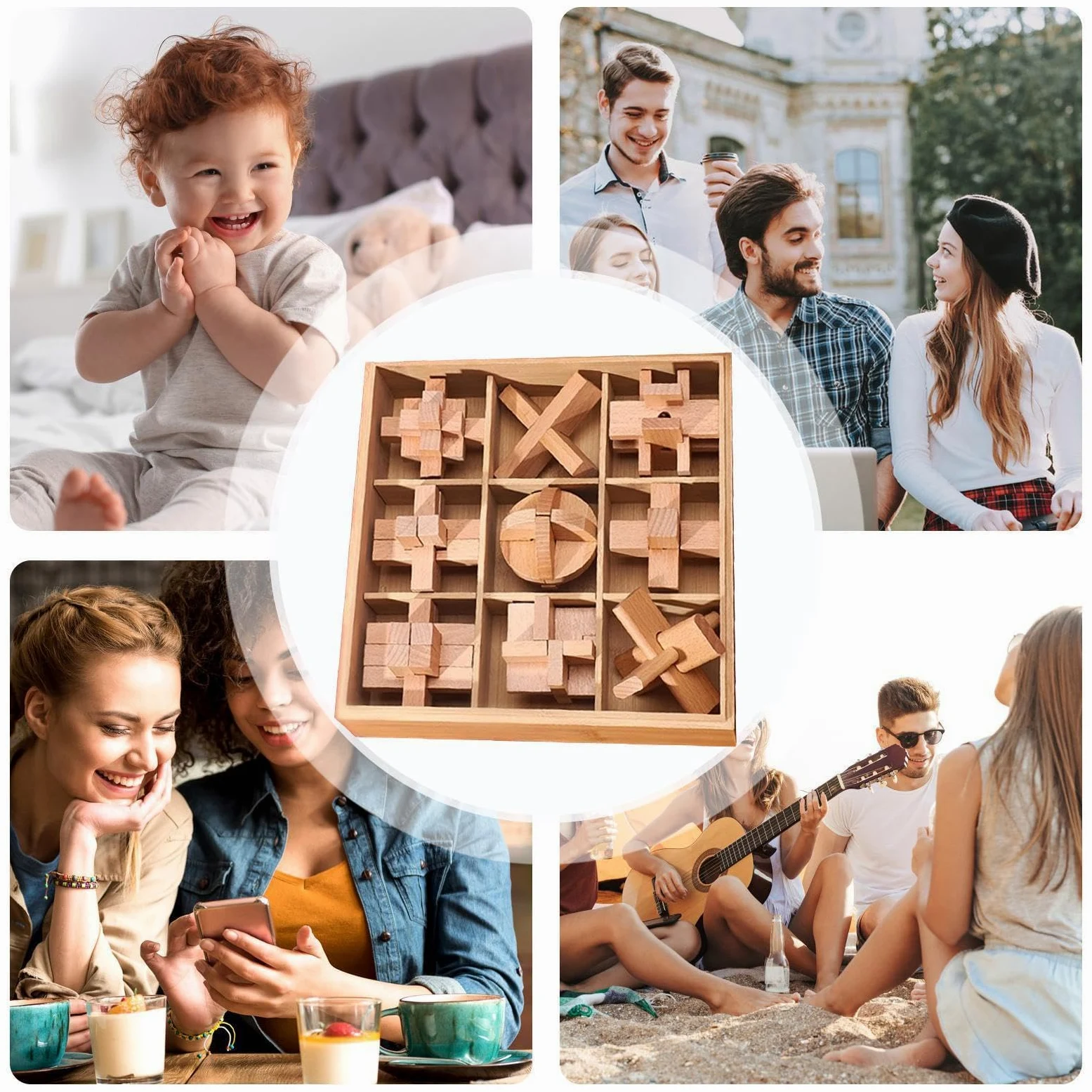 Puzzles en Bois Casse-tête à emboîtement et déverrouillage | Puzzles en bois pour pour Anniversaire Road trip Garçons et les filles École Salle de classe petit cadeau