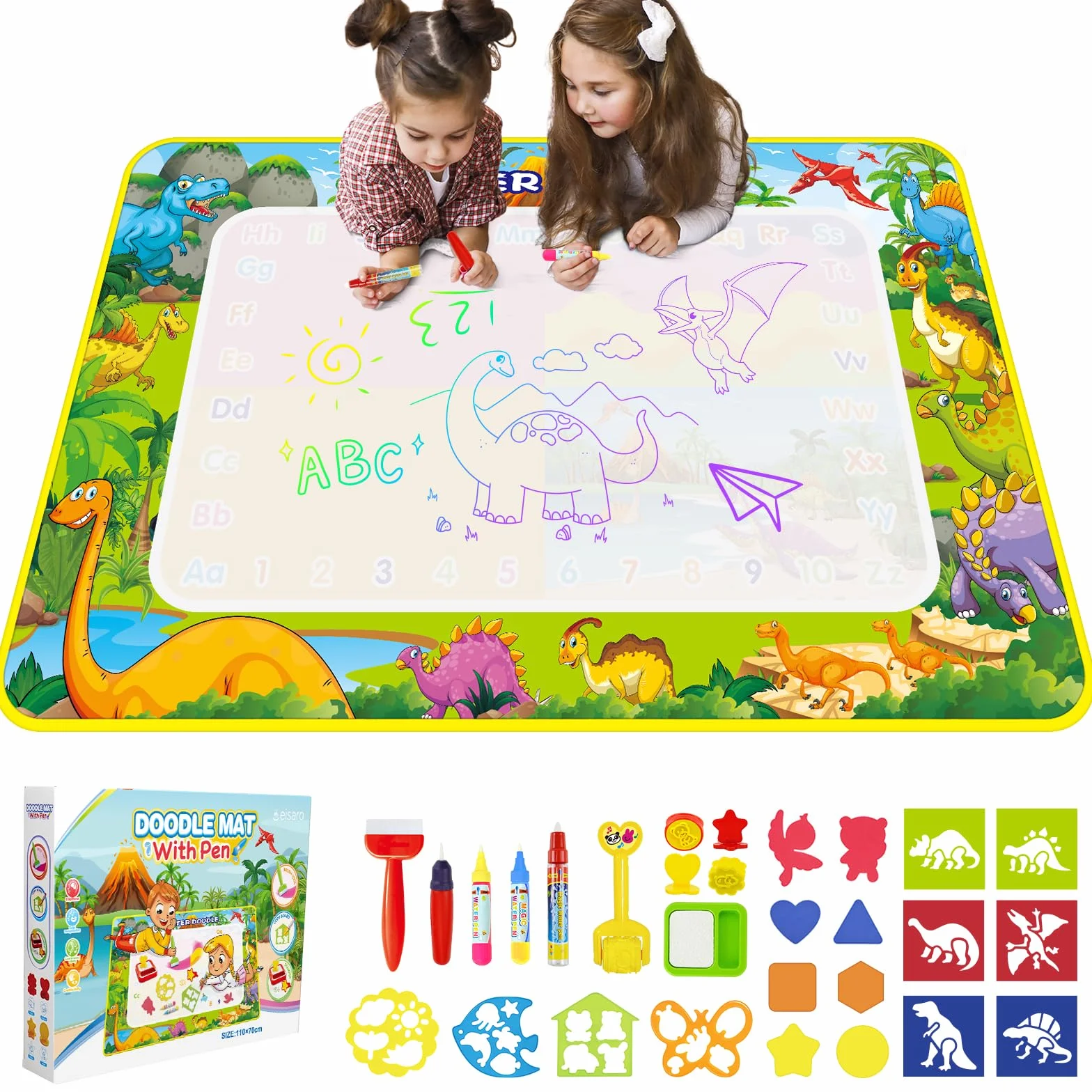 Tapis Dessin Eau 110x70cm Jouet Bebe 1-3 Ans Jouets Educatifs Coloriage Géant Cadeau Garçons Filles
