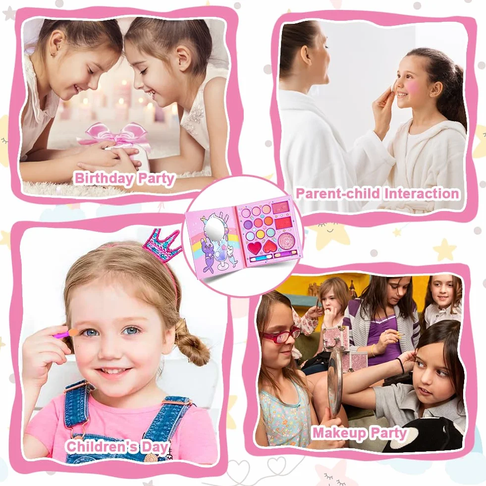Aomig Kit de Maquillage Enfant Lavable, Non Toxique, Jouet pour Filles, Cadeau Anniversaire Noël