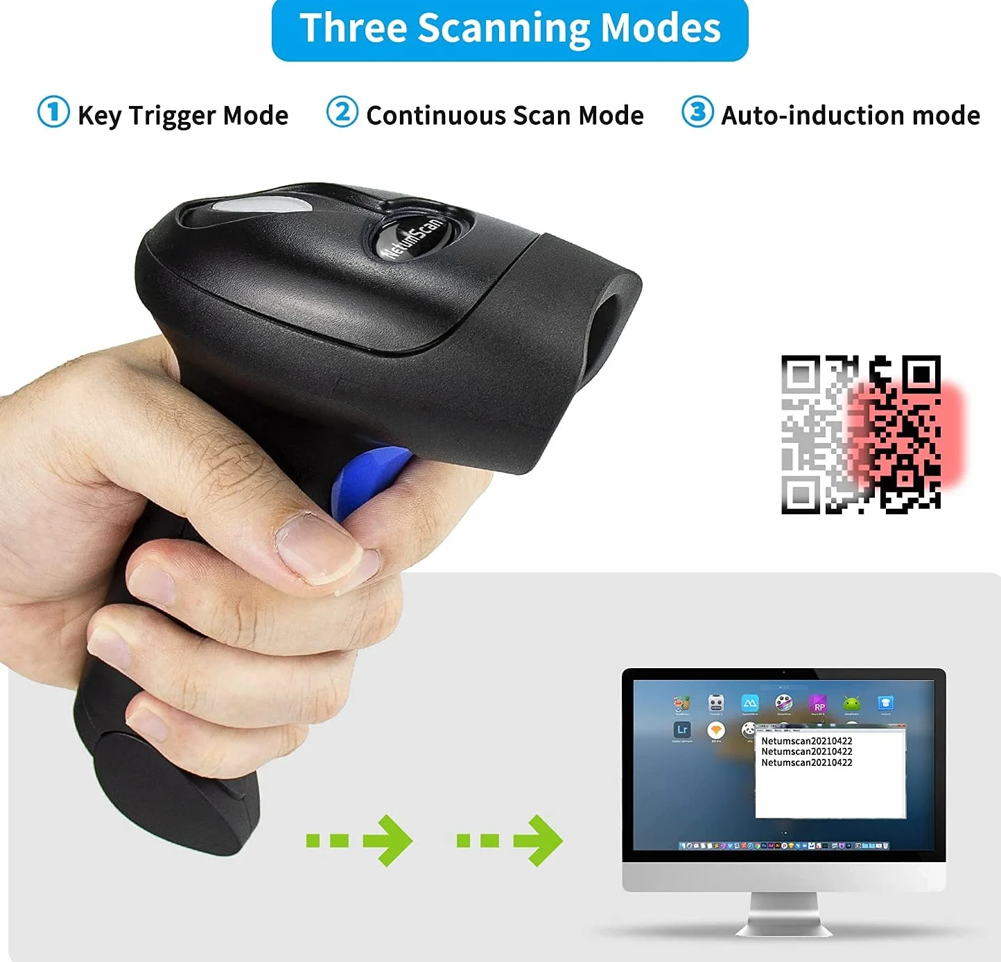 NetumScan NSL5 Scanner de codes-barres 2D portable USB pour PC MAC