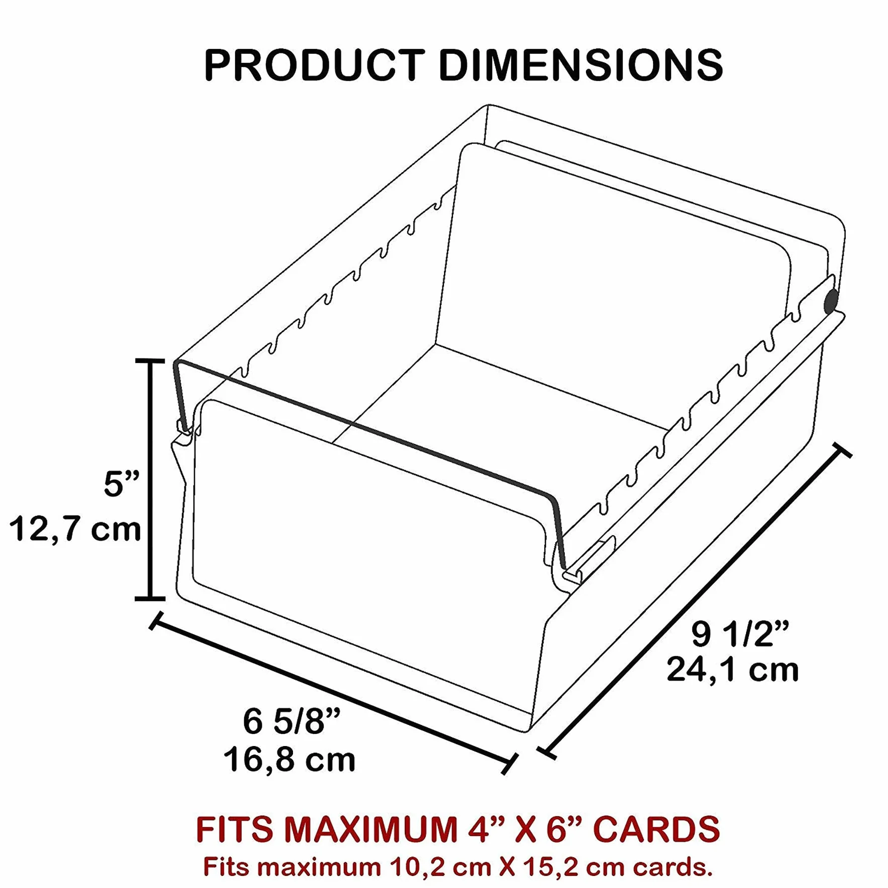 Acrimet Boîte à Fiches Organisateur 4'' x 6'' Base Métal Robuste Index AZ Séparateur Plastique Inclus