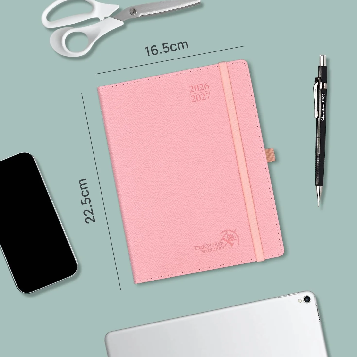 POPRUN Agenda 2026 2027 Semainier 22,5 x 16,5 cm Couverture Rigide Vert Militaire