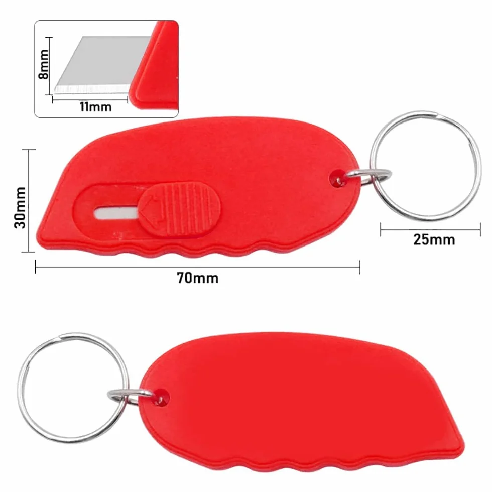 Mini Ouvre-Boîte Rétractable 5 Pièces Coupe-Courrier avec Lame de Sécurité Porte-Clés