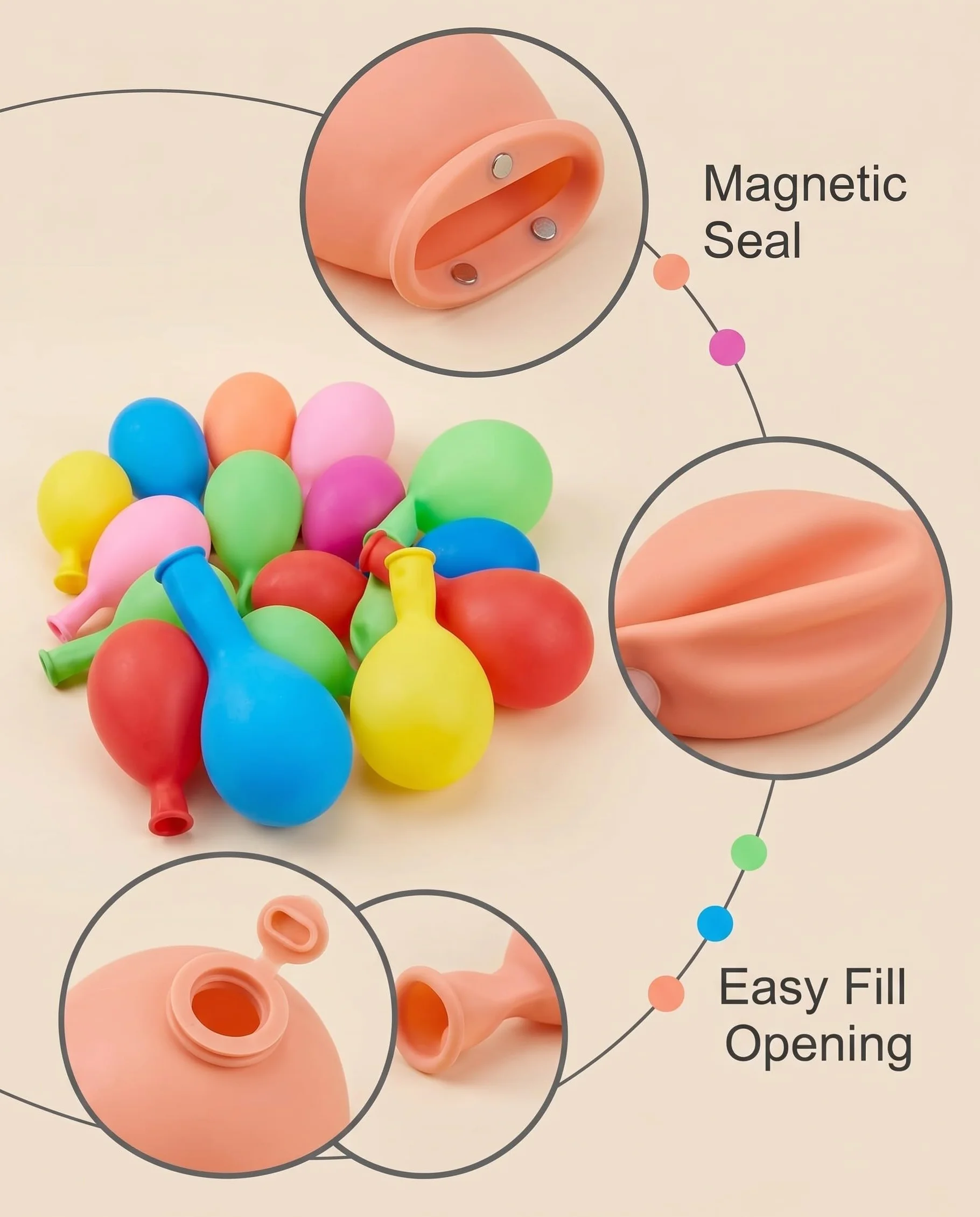 Bombes à Eau Réutilisables Auto-Scellantes Magnétiques – Remplissage Rapide Multicolores | Jouet d'Été Écologique pour Piscine Plage Jardin Enfants
