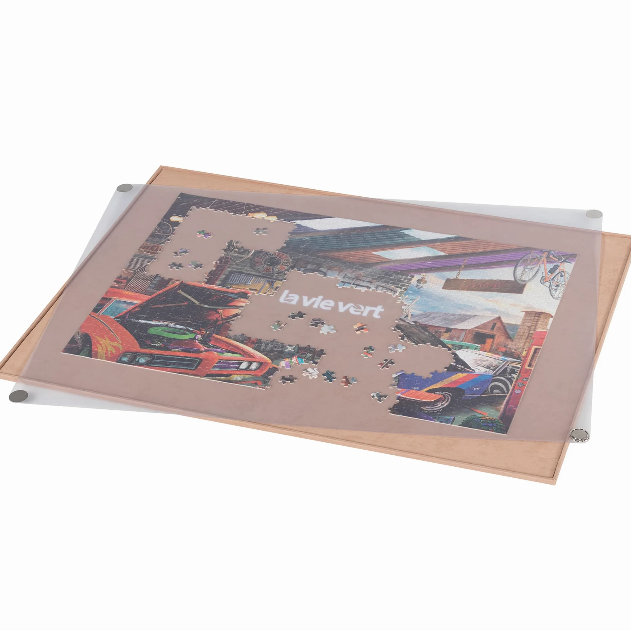 LAVIEVERT Planche de puzzle en bois avec housse anti-poussière – Tapis portable pour rangement de puzzle – Surface antidérapante – Capacité jusqu'à 1500 pièces – Kaki