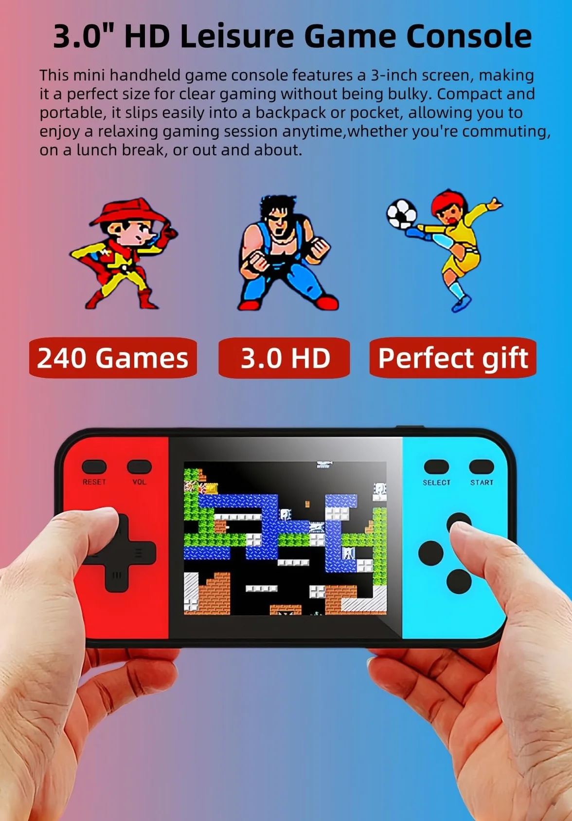 Console de Jeux Vidéo Portable 240 Jeux Connectable à la TV CZT 3.0