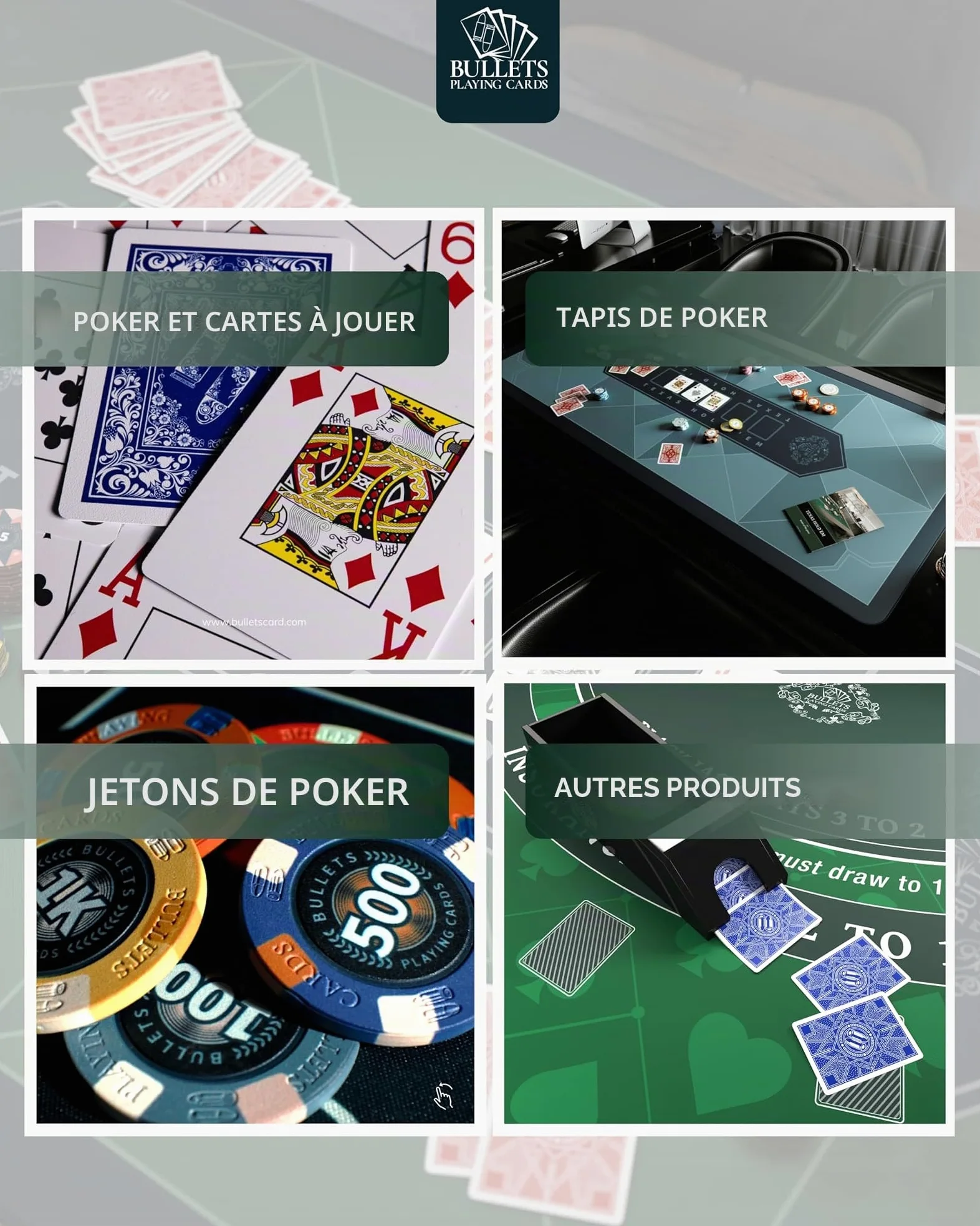 Bullets Playing Cards | Mallette de Poker 300 Jetons Céramique – Coffret Complet avec Cartes, dés et Bouton Dealer ─ Design Paulie