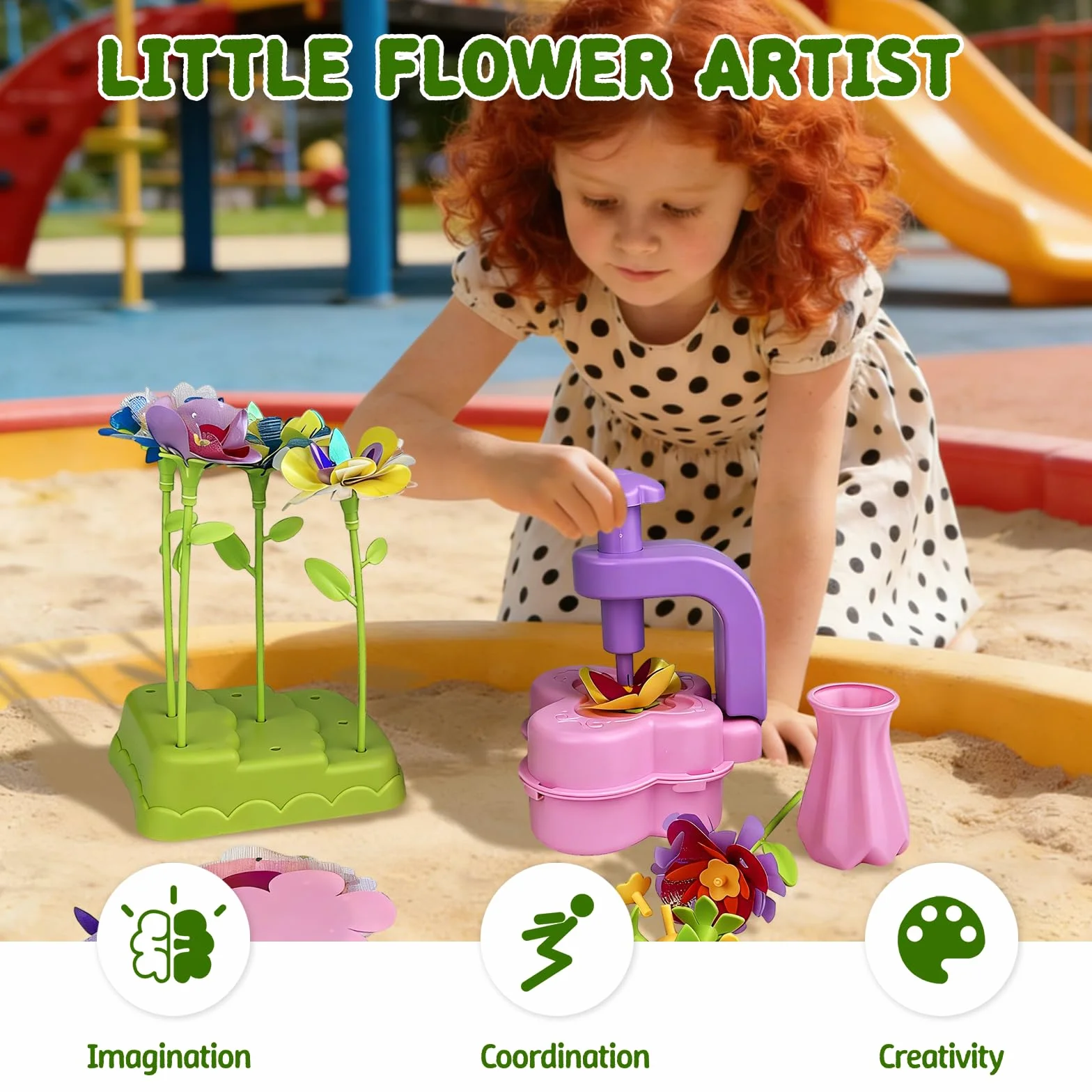 LUMITERRA Kit Création Bouquet de Fleurs DIY, Set de Bricolage avec Machine à Fleurs, Jouet Enfant 3 Ans+