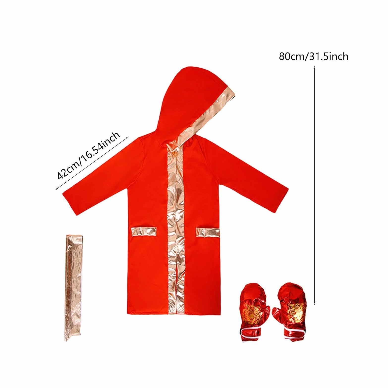 F Fityle 3 Pièces Costume de Boxe de Scène Tenue d'halloween Ensemble de Jeu de Rôle Déguisement de en Tissu Respirant et Léger Adapté pour